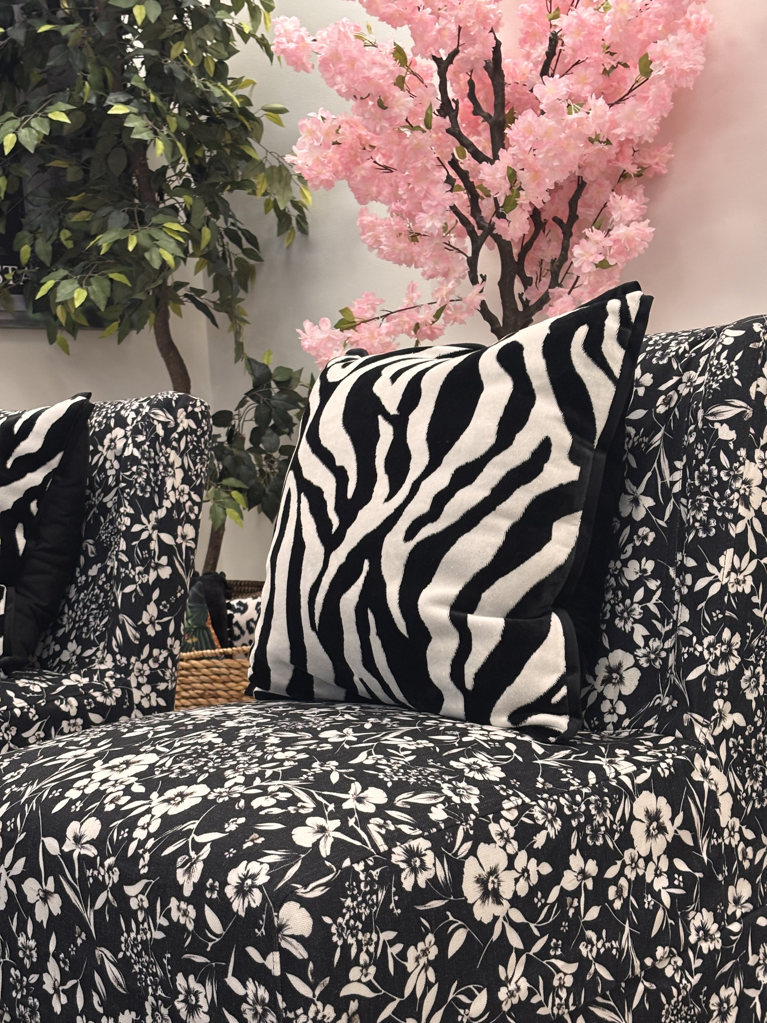 Zebra chair with Leopard print pillow