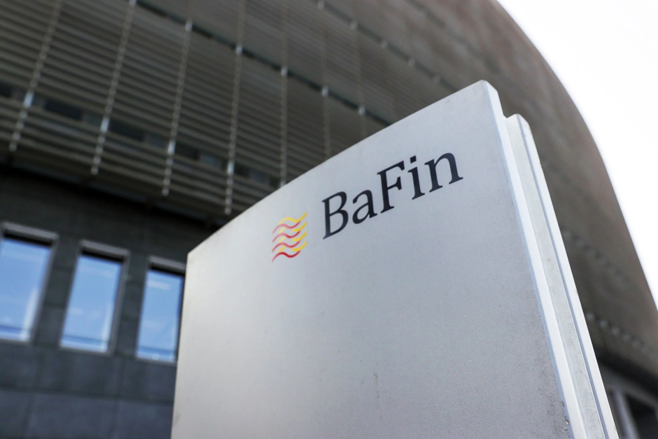 The BaFin logo outside the German financial regulator's headquarters in Frankfurt