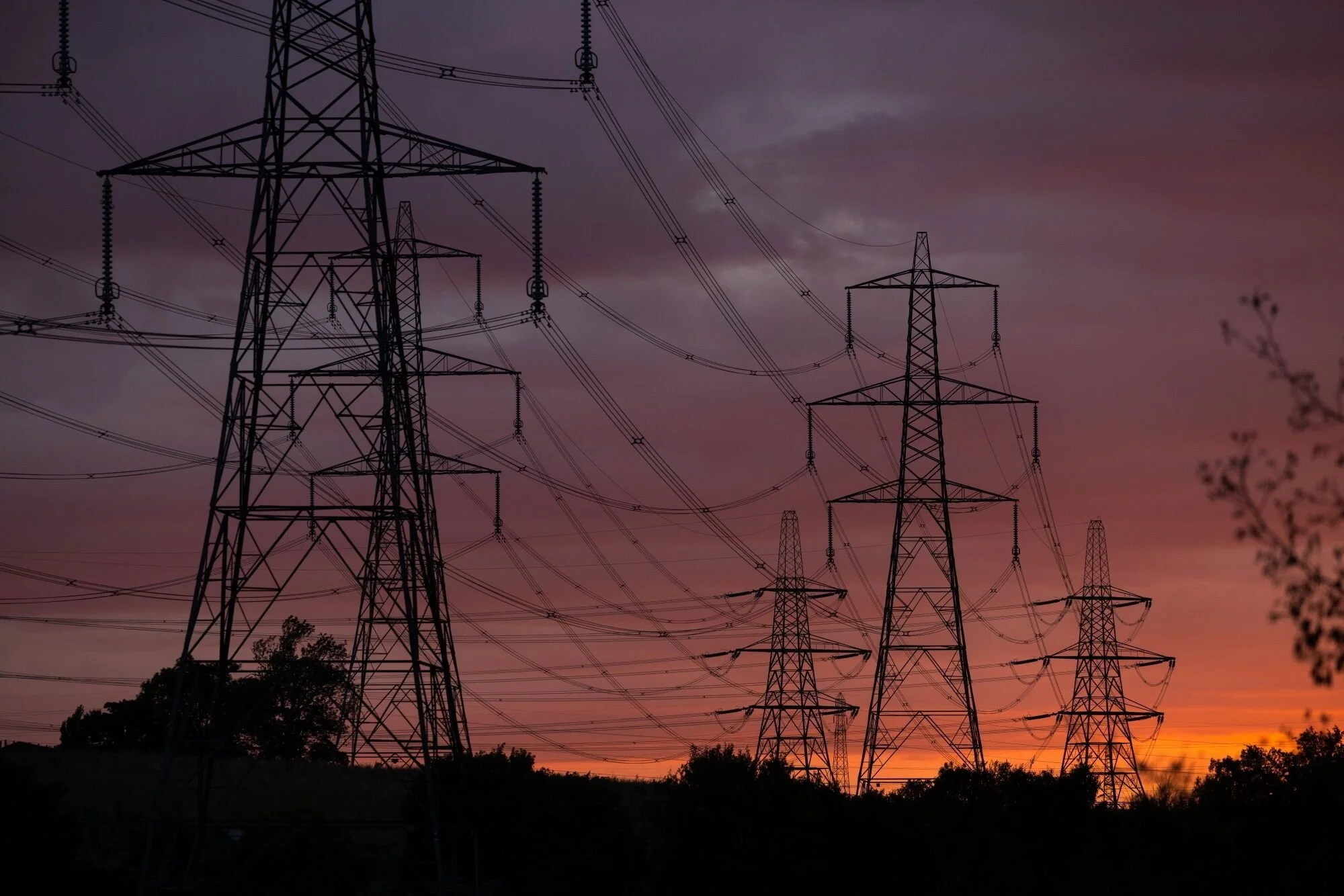 Electricity pylons in Bramford in the UK
