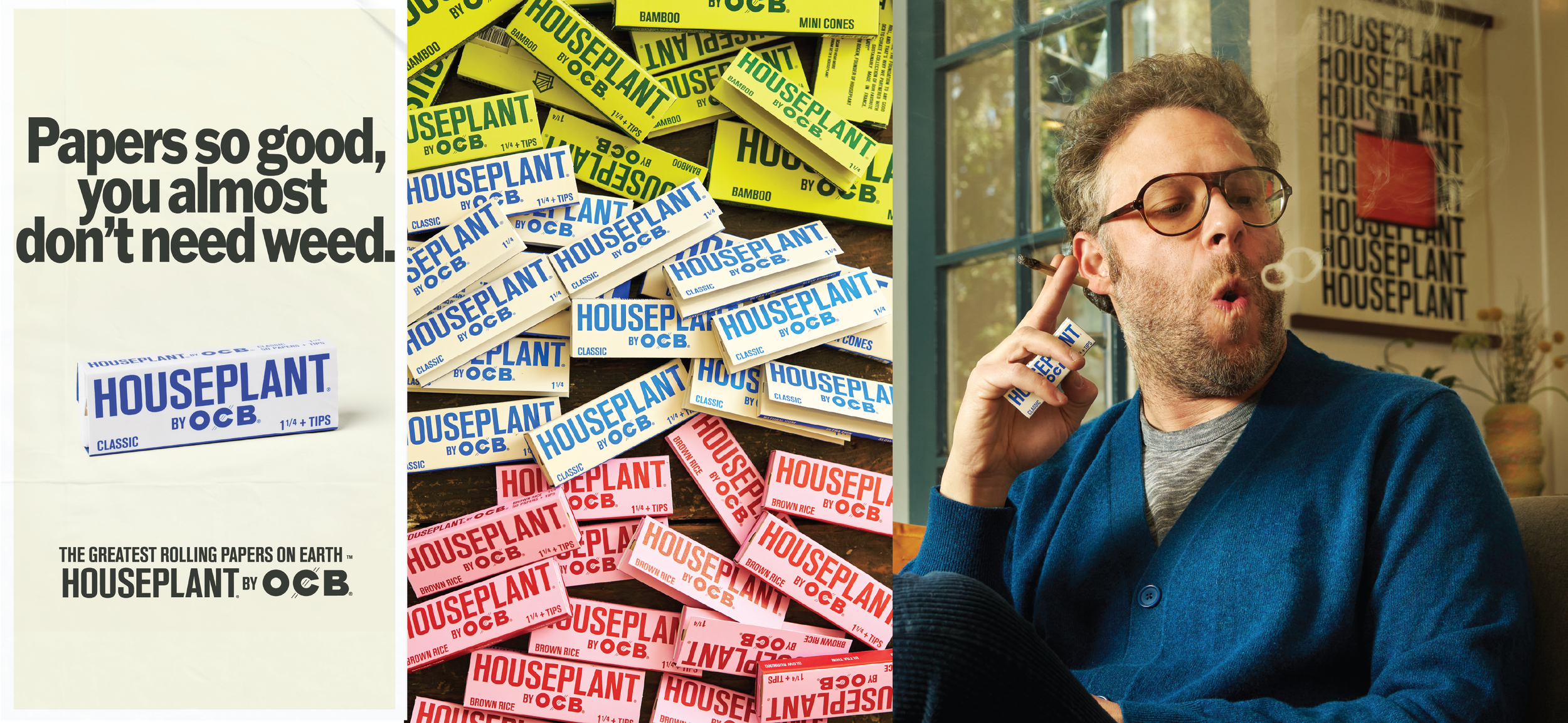 Seth Rogen / Houseplant + OCB Rolling papers / Kristen Kyle Ginn