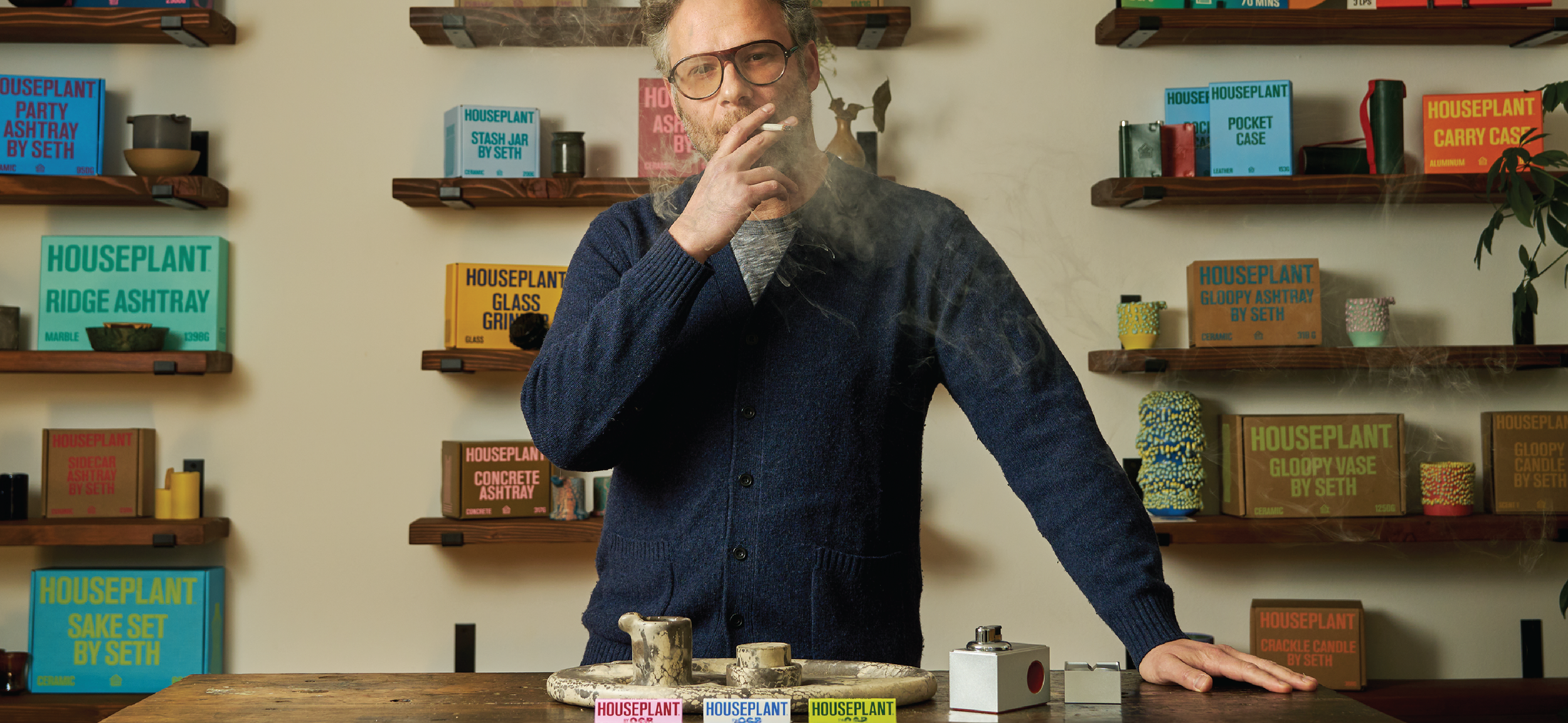 Seth Rogen / Houseplant + OCB Rolling papers / Kristen Kyle Ginn