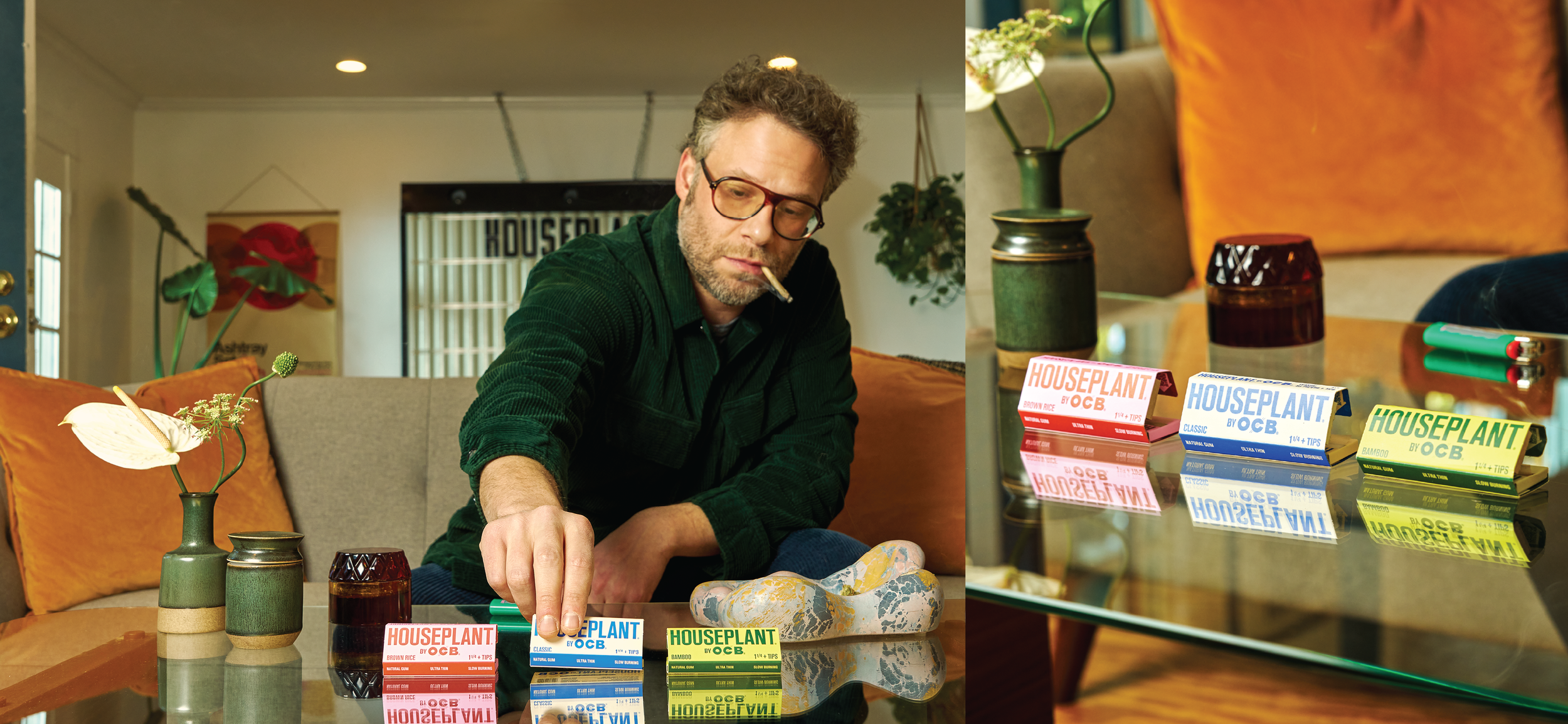 Seth Rogen / Houseplant + OCB Rolling papers / Kristen Kyle Ginn