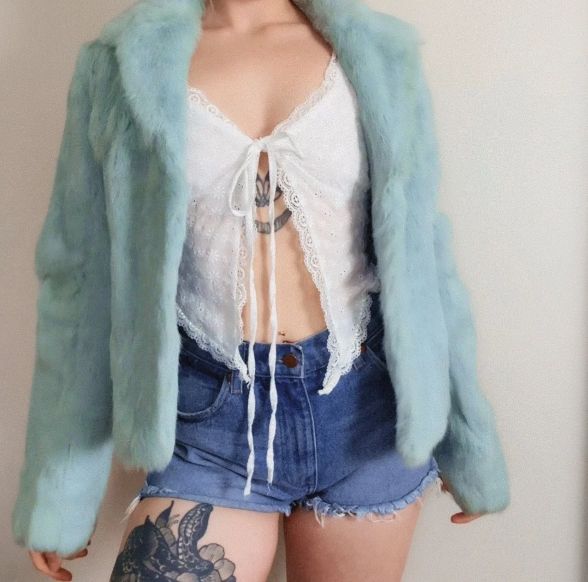 Vintage Powder Blue Fur Coat