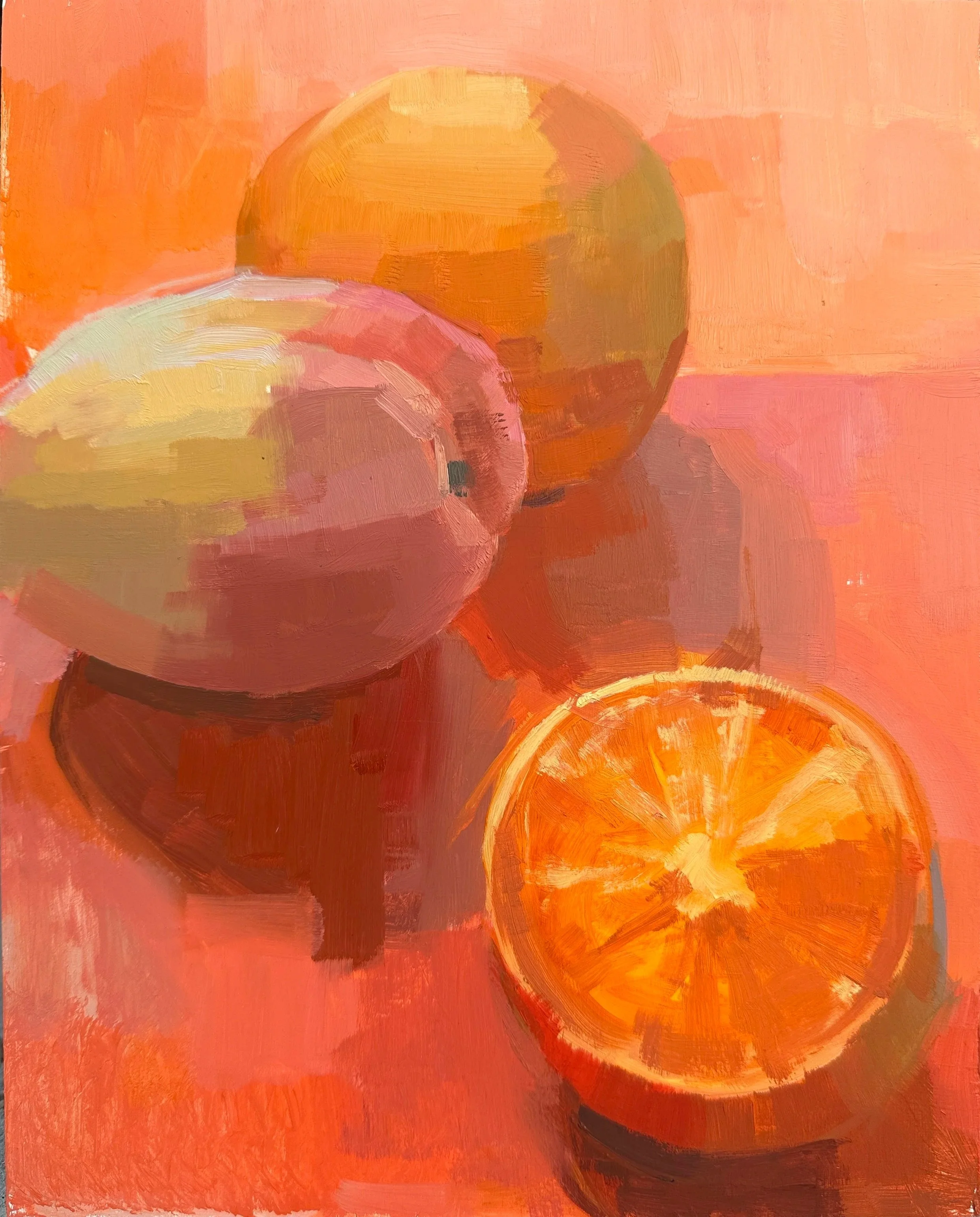 "Orange Things" Oil on wood panel, 8"x 10"
