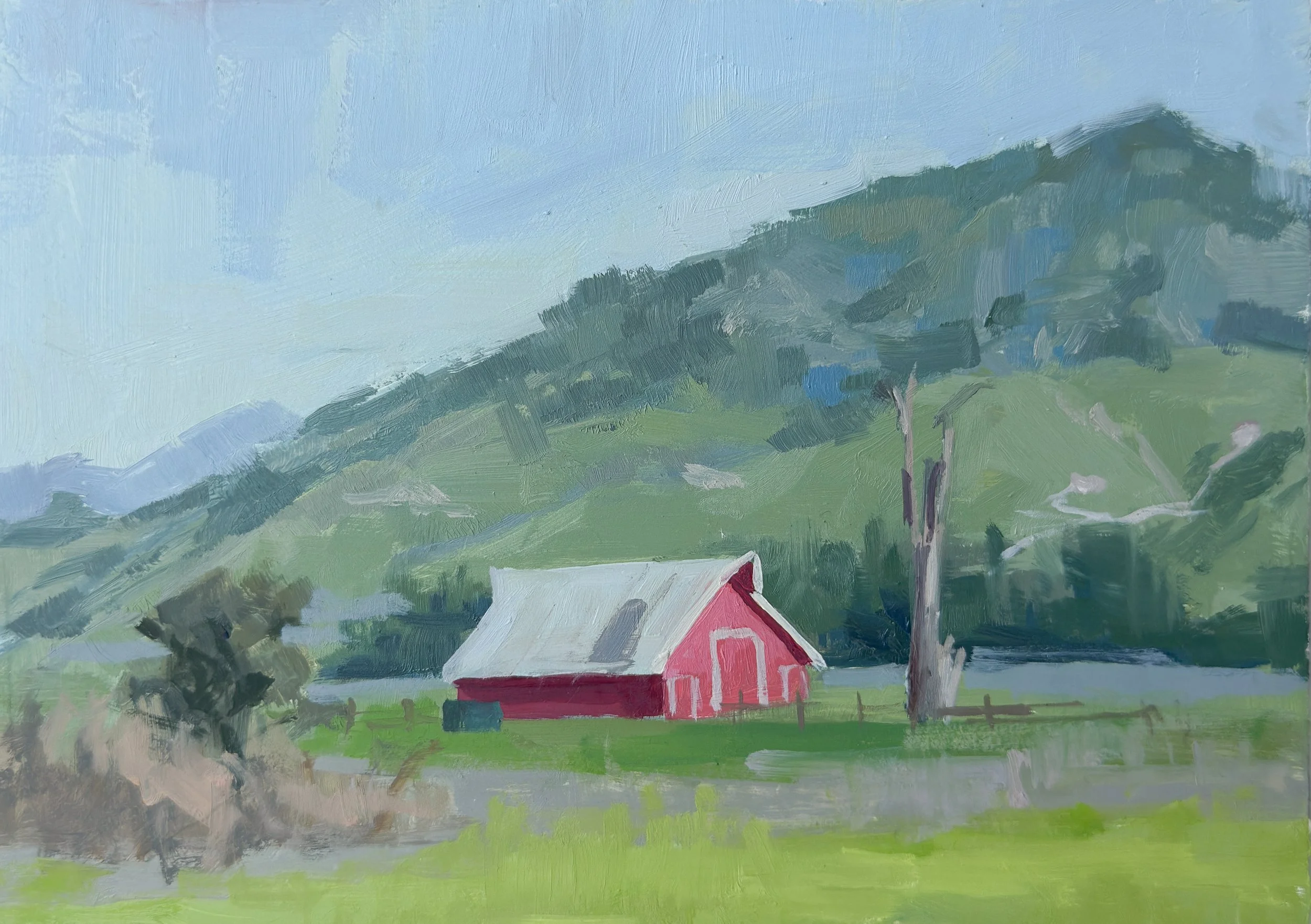 "Summer Pasture", Oil on wood 5"x 7" 