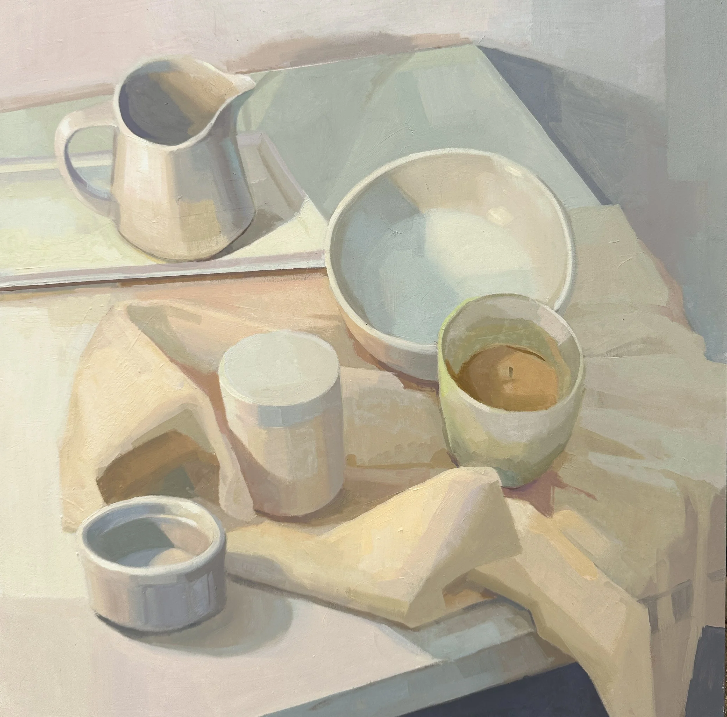 "Objects in White 1", Oil on wood panel 24"x 24"