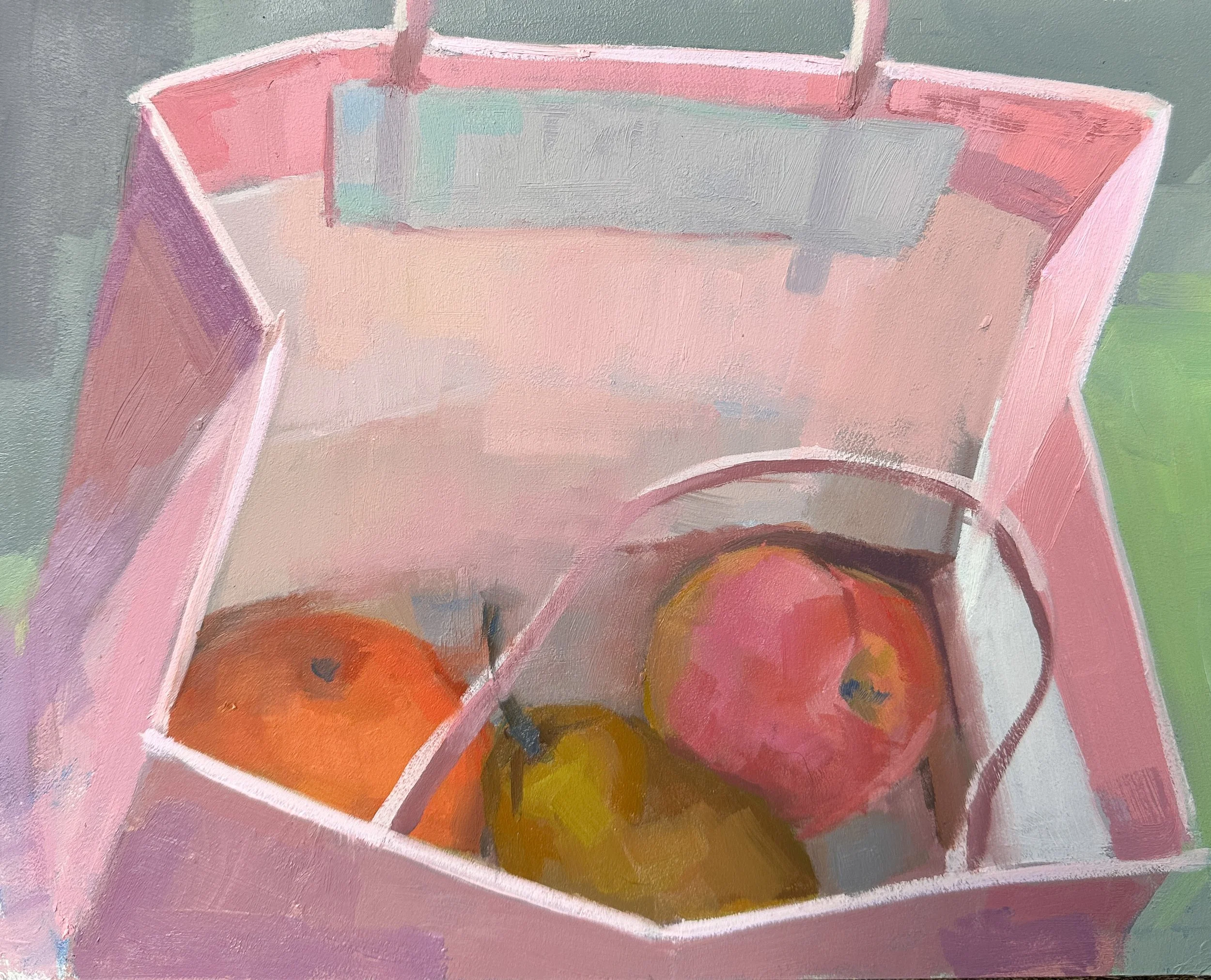 "Pink Grocery Bag" Oil on wood panel, 8"x 10" 2025. $600 unframed