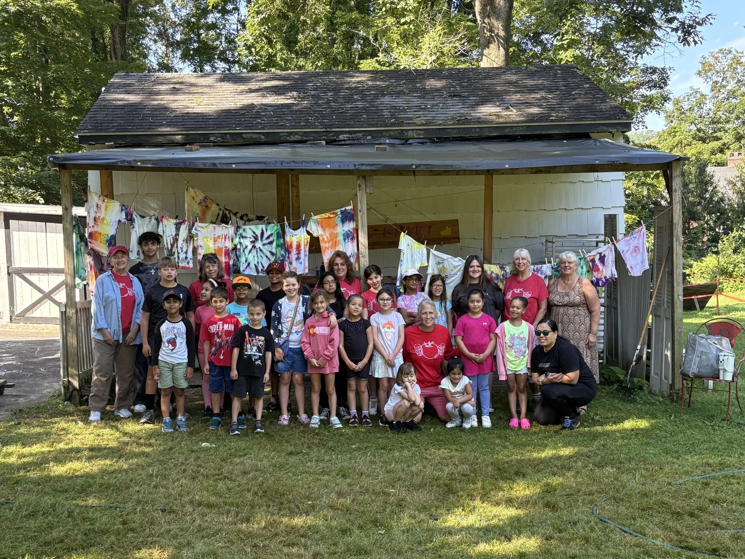 Tie Dye shirts is a favorite activity at Farmer Jill's Farm Camp in Bethel, CT