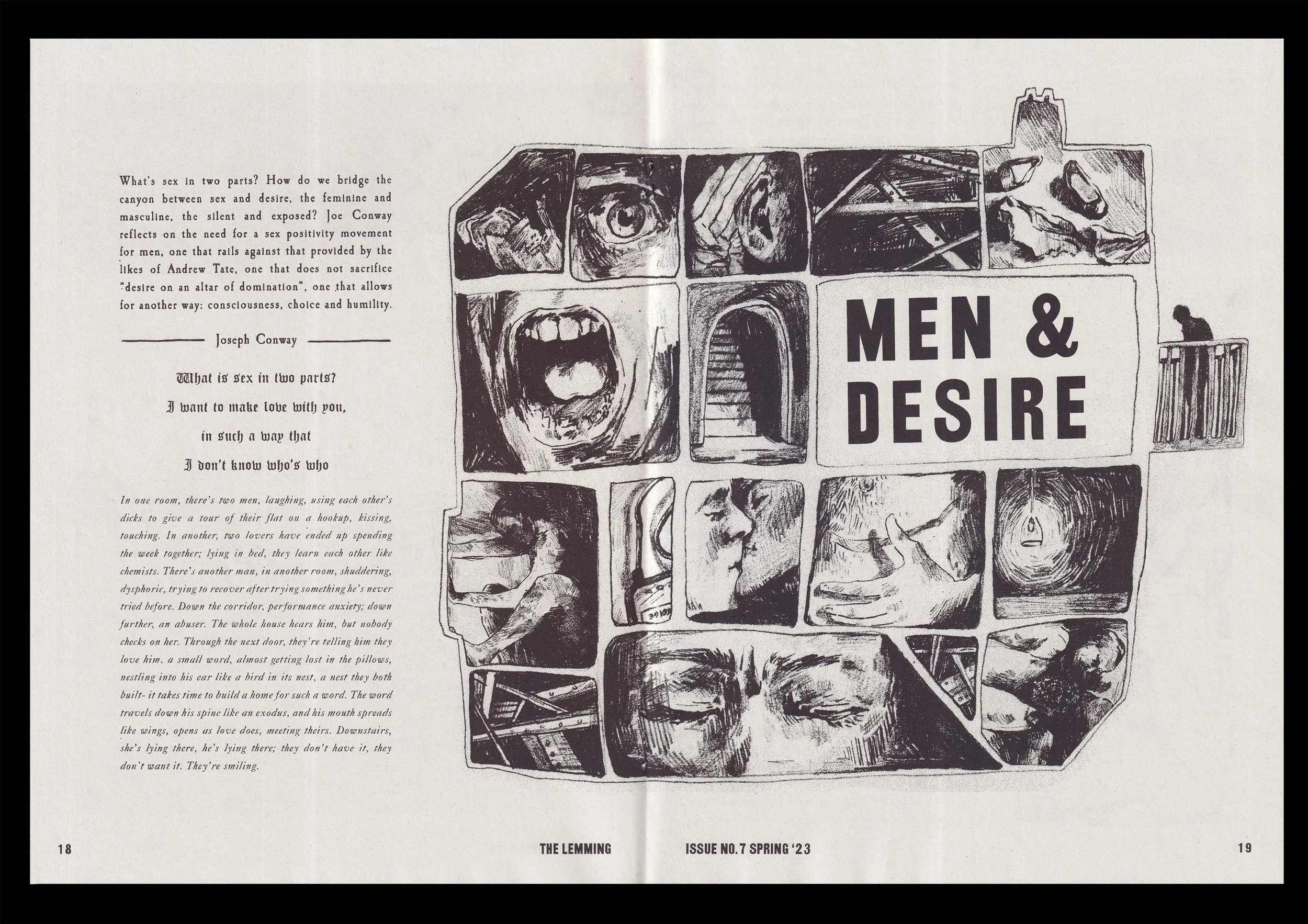 Men & Desire, 18-19. Artwork by Emily Davies.