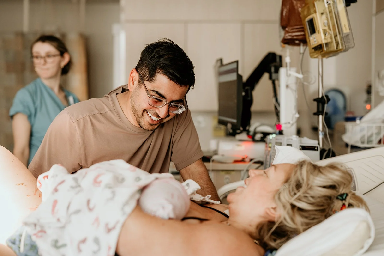 Dad meeting newborn 