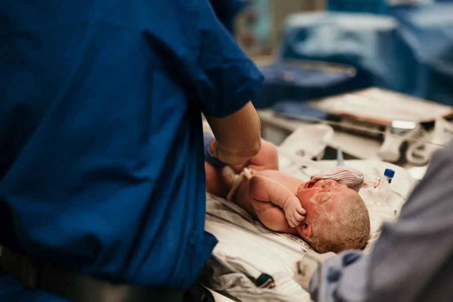 brand new baby in hospital birth session 