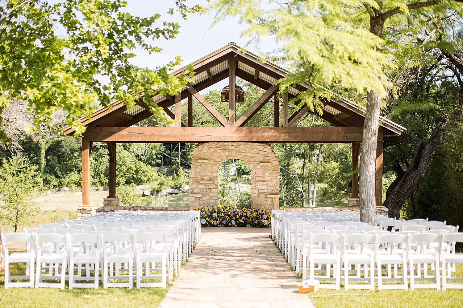 outdoor ceremony space set up at The Waters Point