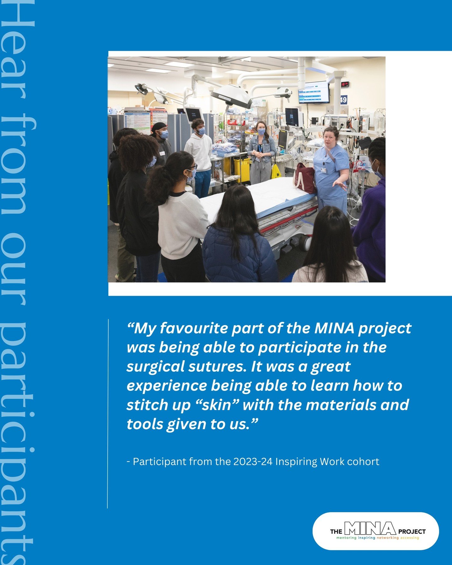 When we say we give you a hands-on approach, we aren&rsquo;t joking! 🧑&zwj;🔬💪 

Here&rsquo;s what one of our students had to say:

&ldquo;My favourite part of the MINA project was being able to participate in the surgical sutures. It was a great e