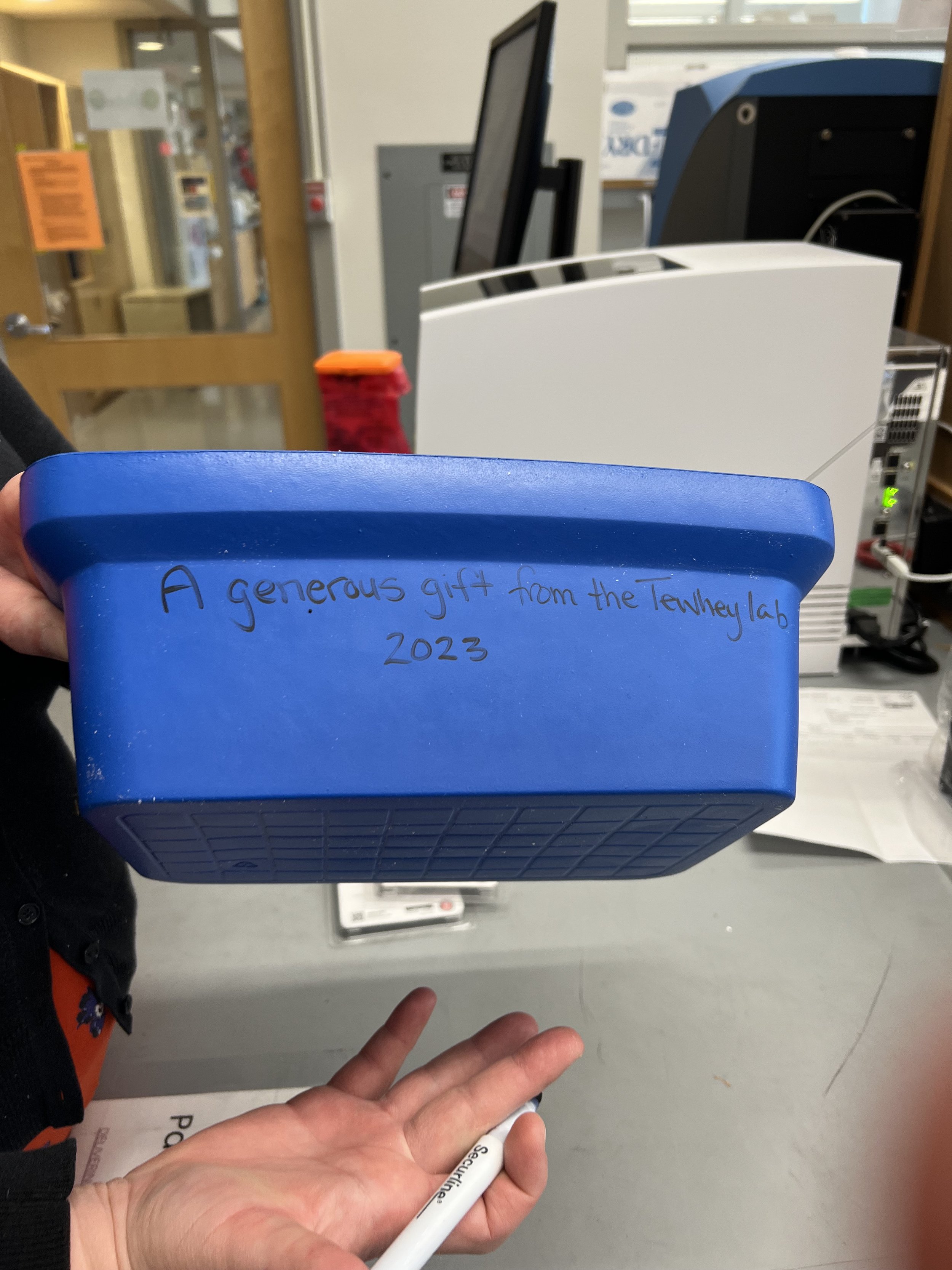 "A Generous Gift of the Tewhey Lab" Our most treasured ice bucket!