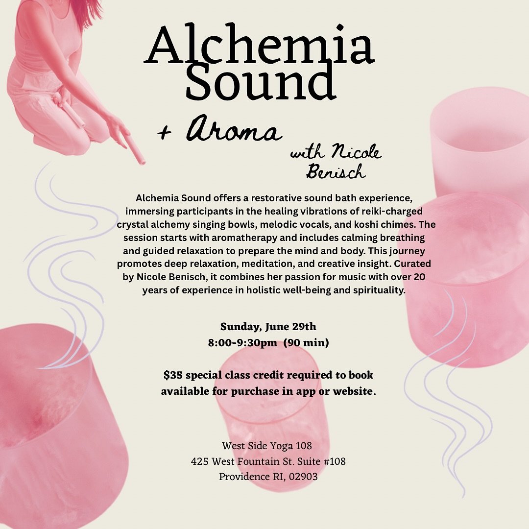Slow down, tune in, and let the healing begin with the calming blend of aromatherapy and sound.
Join us for Alchemia Sound + Aroma &mdash; a deeply restorative 90-minute journey with Nicole Benisch, @lightspiritessentials featuring reiki-charged crys
