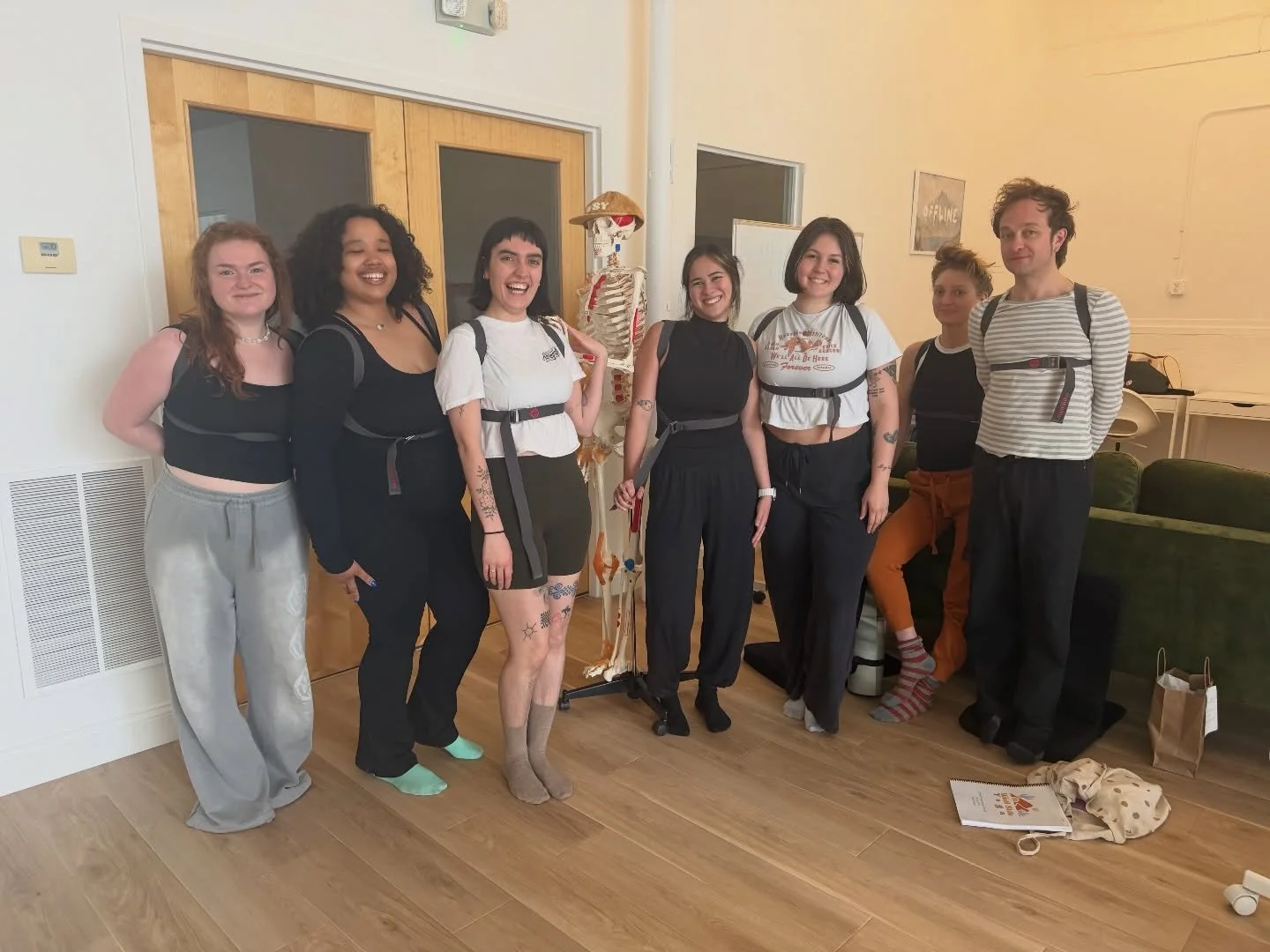 It&rsquo;s pretty unbelievable that we&rsquo;re halfway through our 200hr YTT Intensive Training 🥹 so we&rsquo;re savoring every minute we have with these amazing humans that will be yoga teachers so soon. Our inaugural strap jacket photo because @e