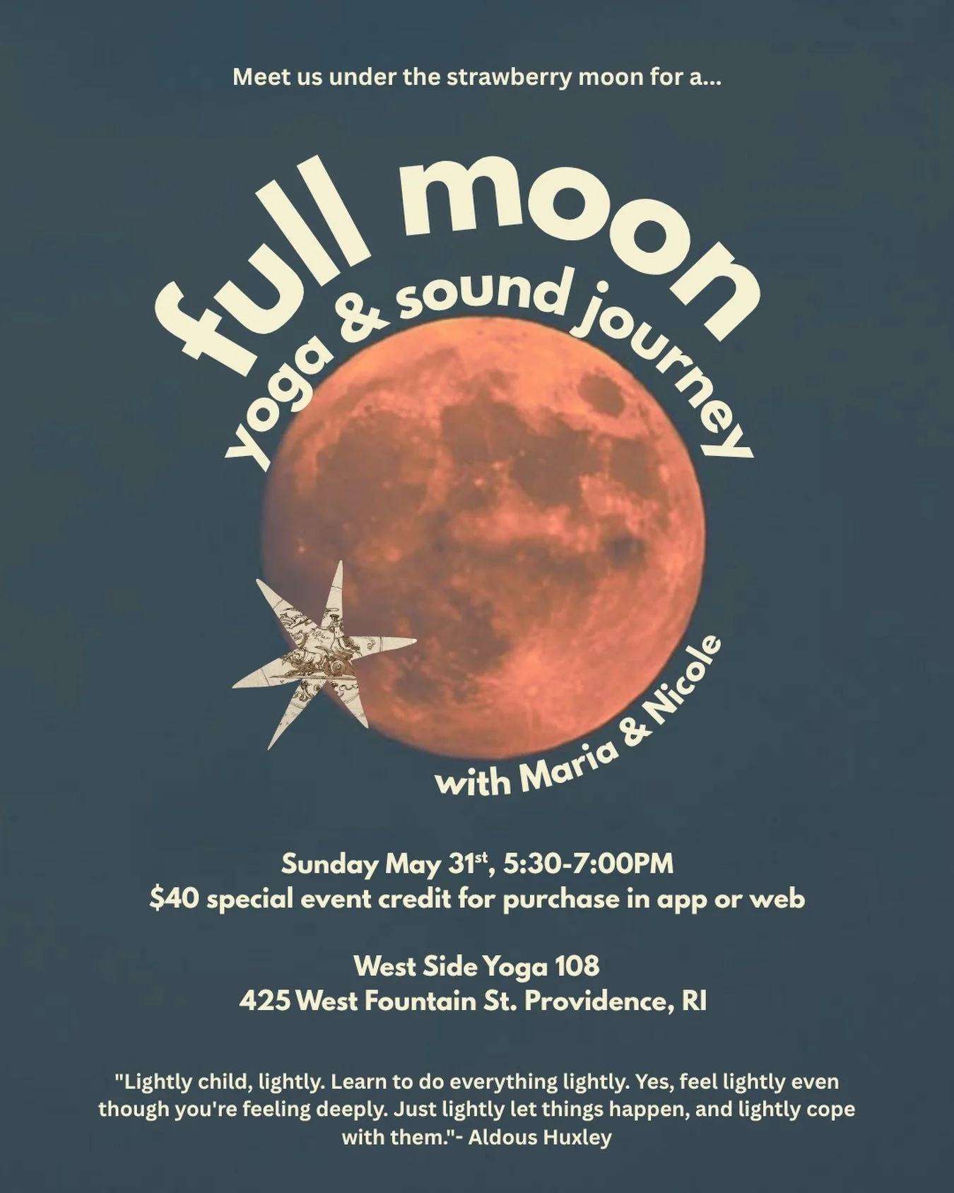 &ldquo;Learn to do everything lightly&hellip;&rdquo; 🌕
Join us on Sunday, May 31st from 5:30&ndash;7:00PM for a Full Moon Yoga &amp; Sound Journey with @mariaaalfonsinaaa &amp; @lightspiritessentials , where we soften, release, and return to ourselv