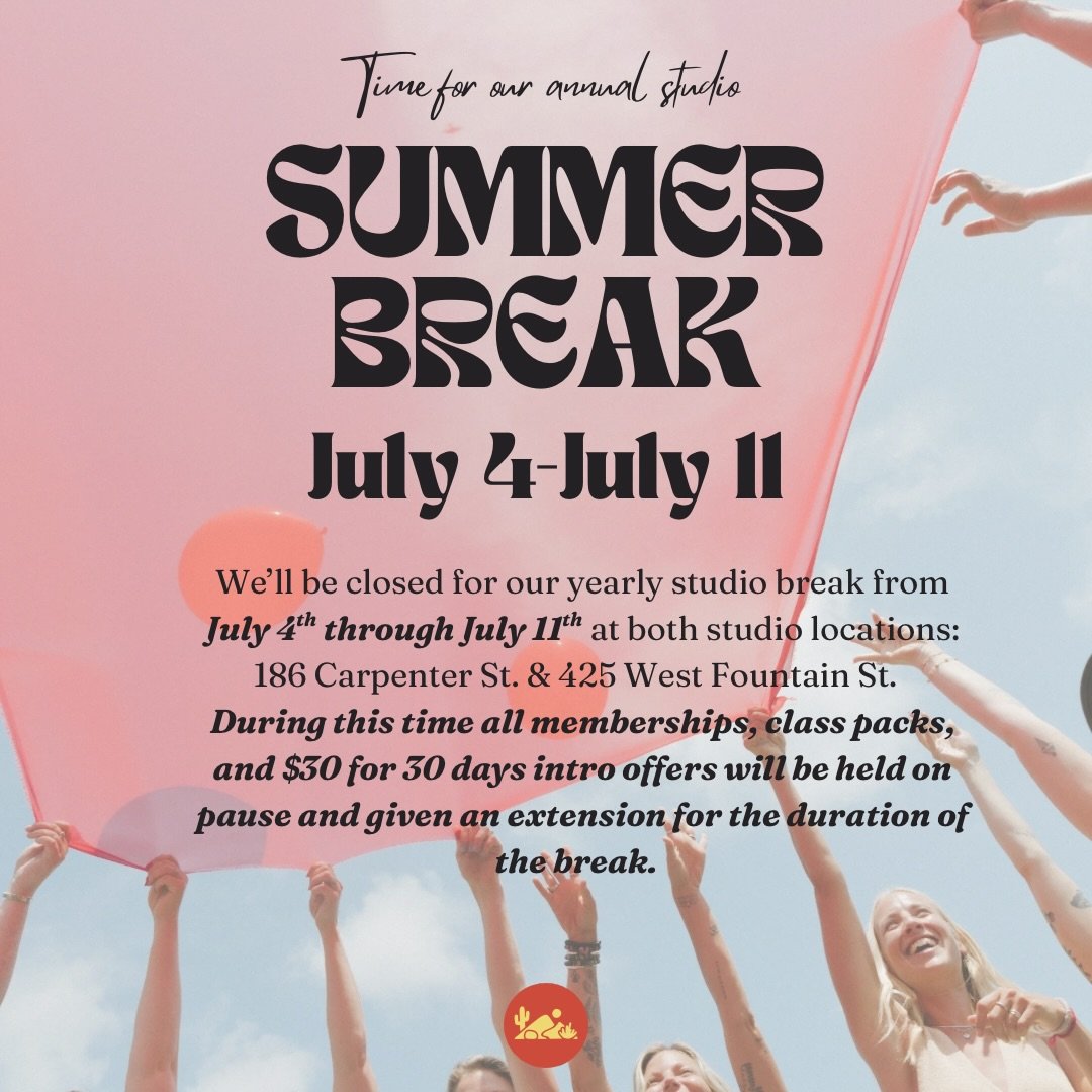 We&rsquo;ll be taking a little summer break from 07/04-07/11 - catch us at 195 District Park on Saturday, July 11th for free outdoor yoga &amp; stay tuned for our birthday announcements.. 🎈