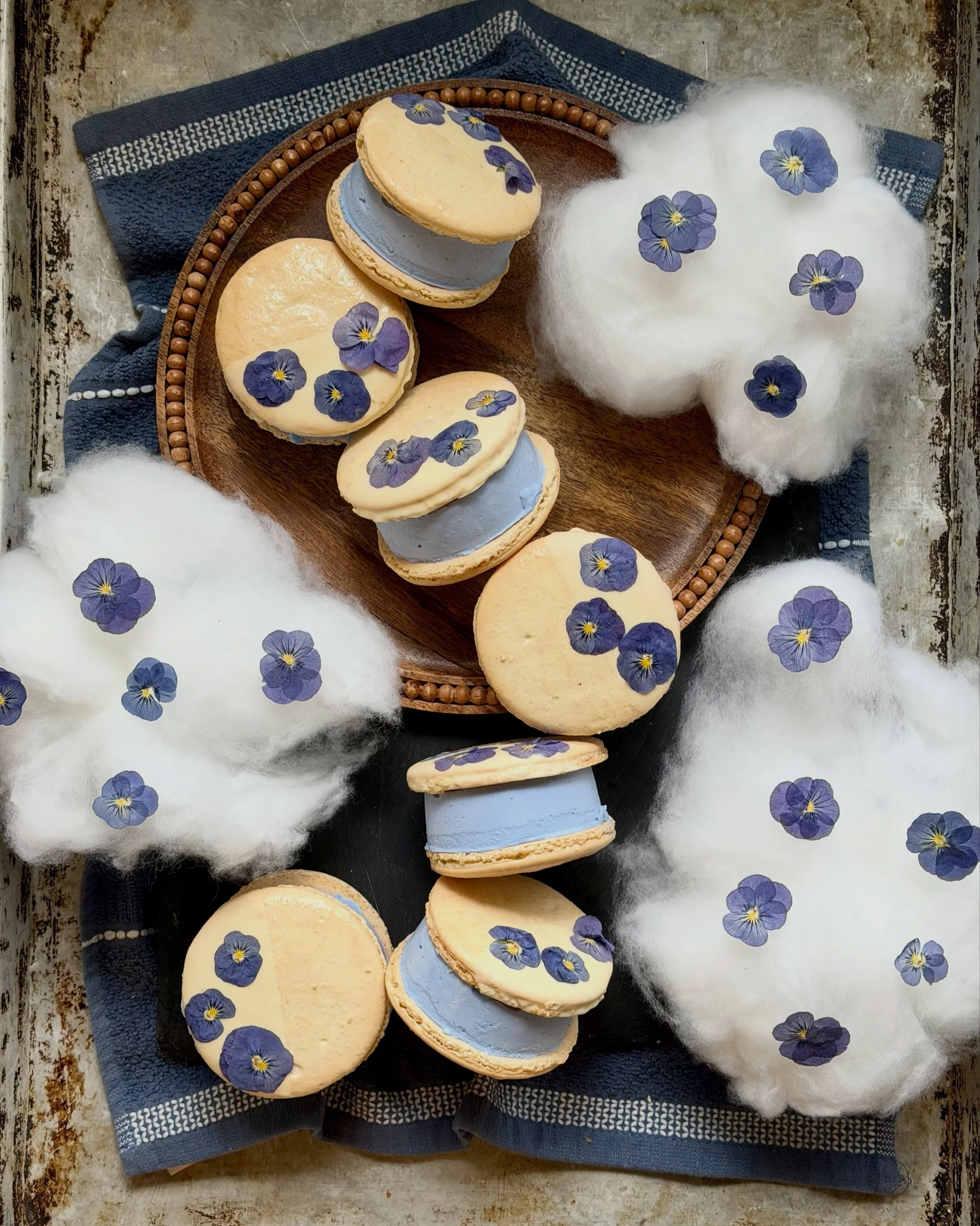 A bday collab with @tricycles.ri in honor of the new space! Inspired by The Peak, meet &lsquo;Up In The (Coconut) Clouds&rsquo;: coconut cream ice cream on vanilla french macaron shells | garnished with white chocolate and flower confetti. On special