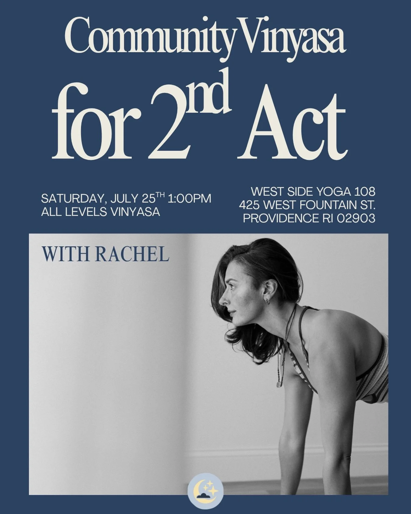 Join Rachel @ray_chill_yogi for an all-levels, breath-centered vinyasa flow designed to help you unwind, build strength, and reconnect. This donation-based community class on Saturday supports 2nd Act, a nonprofit arts organization made up of artists