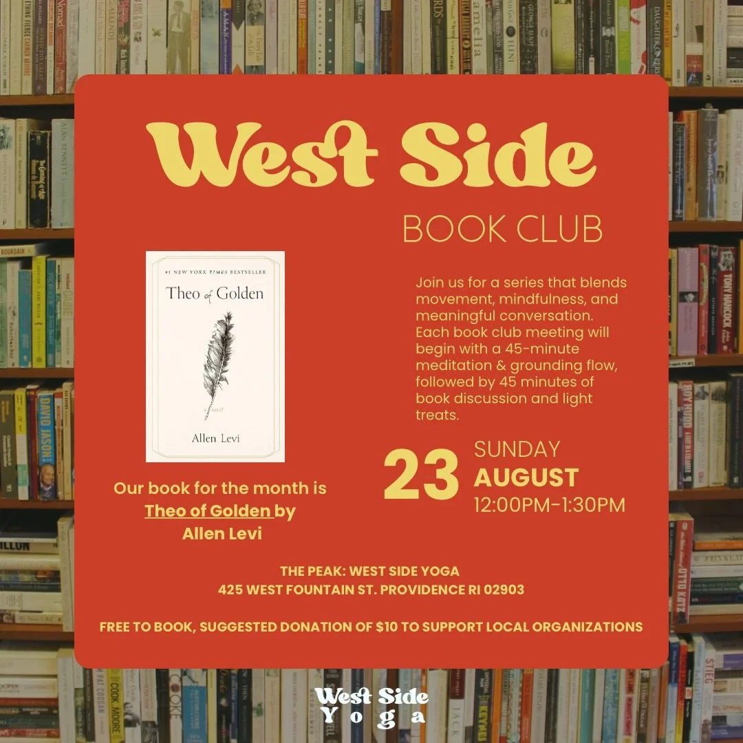 Join us for our August Book Club with Annie featuring Theo of Golden by Allen Levi. We&rsquo;ll begin with a grounding flow, followed by conversation and light treats on Sunday, August 23 from 12&ndash;1:30pm at The Peak. Free to book with a suggeste