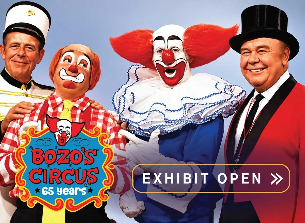 Home of the original Bozo's Circus exhibit. Play the Grand Prize Game. Bozo the Clown and the cast of the show look excited.