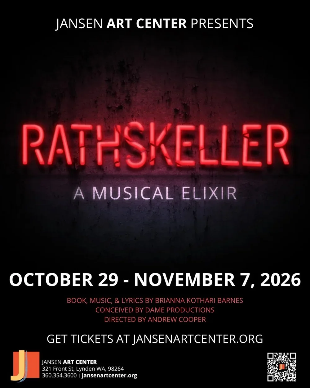 Rathskeller will make its West Coast premiere at Jansen Art Center in Lynden, Washington.