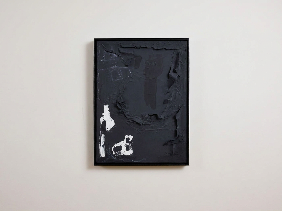Mystic Depths: Black Dark Tonal Textural Painting