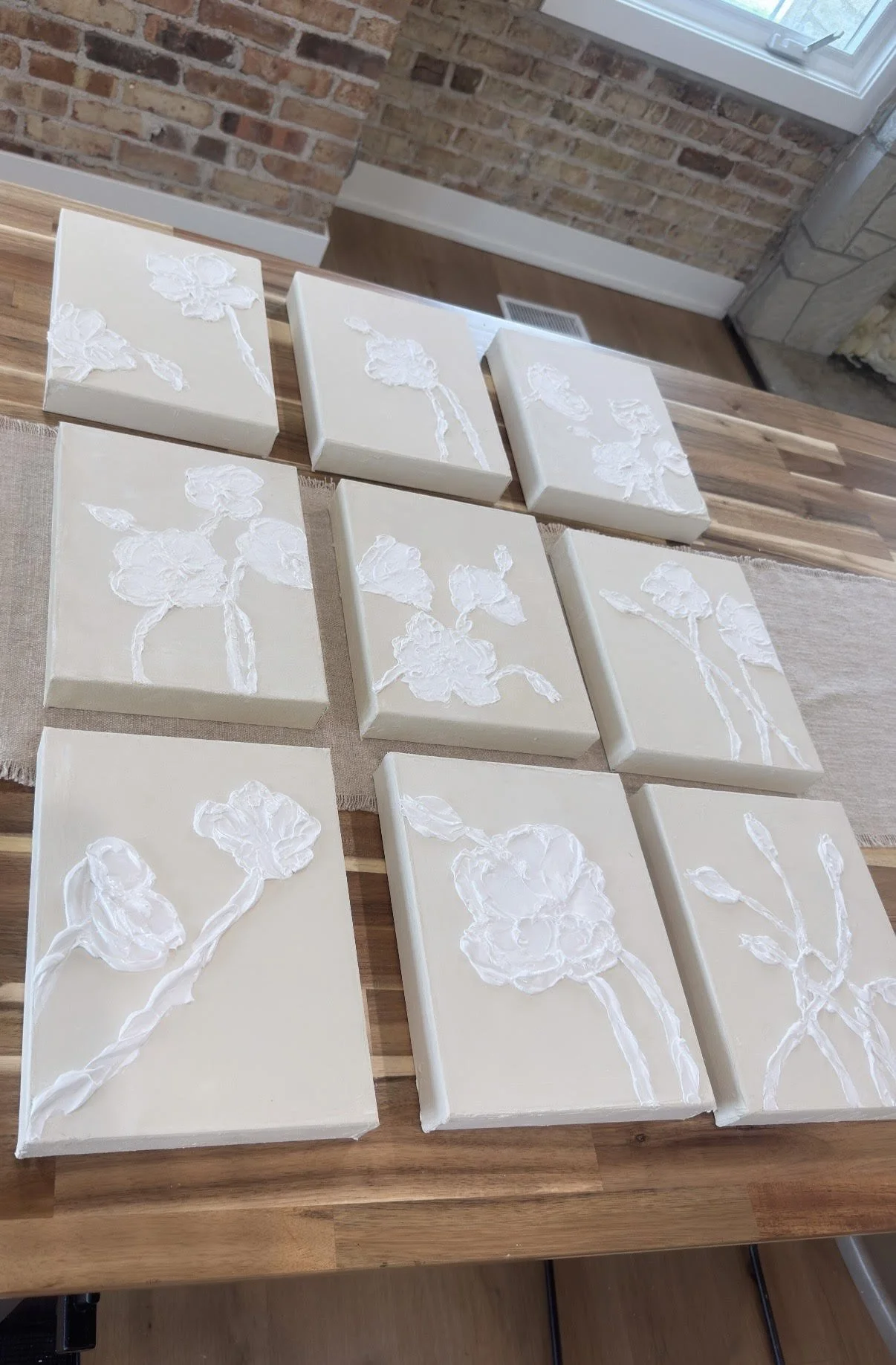 Sculptural Parisian Canvas Set – 9 Pieces French Petals