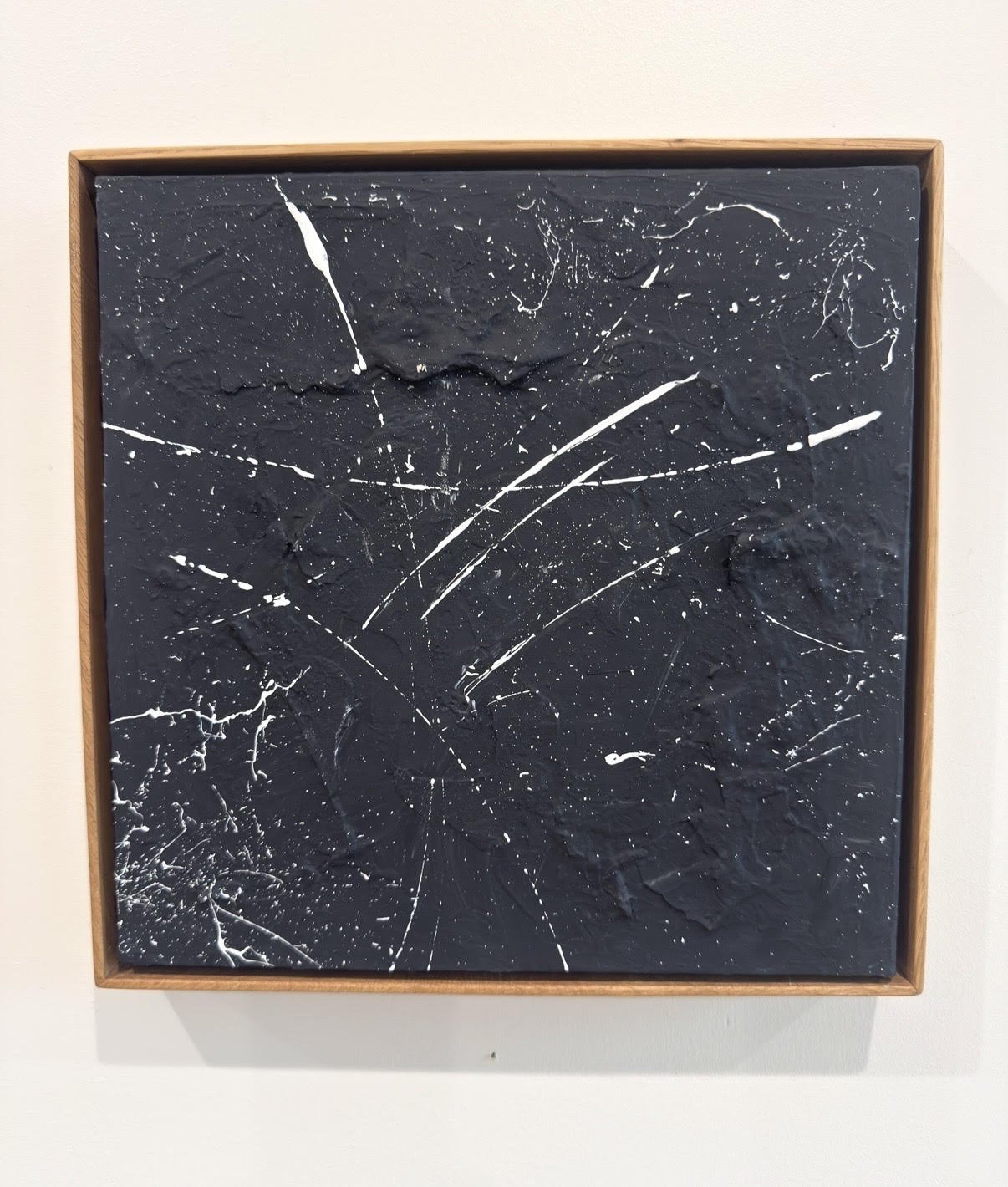 Movement of the Dark Sea - Textural Art with Custom White Oak Frame