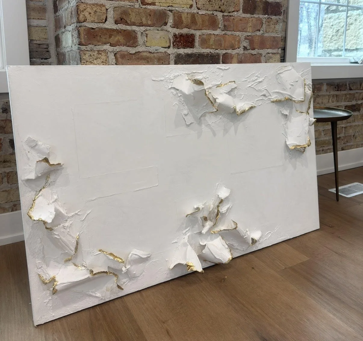 Oceanic Whisper Textured Art with Gold Accents