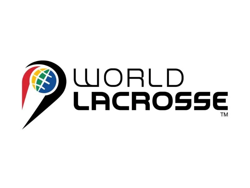 Logo of World Lacrosse featuring a stylized lacrosse stick with a globe inside the head.