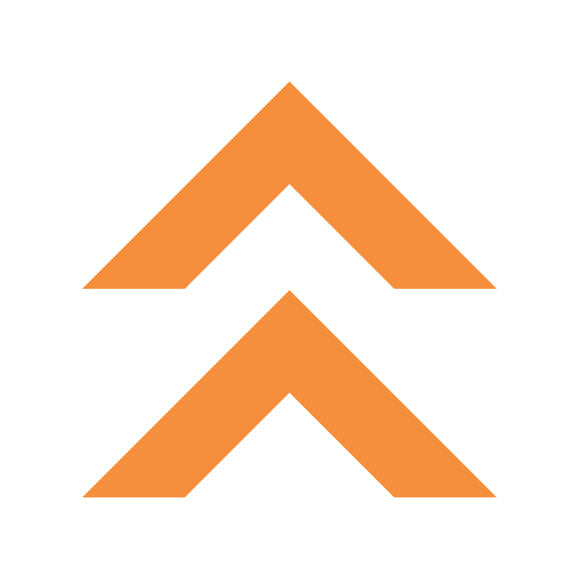 An orange upward arrow symbol on a black background.