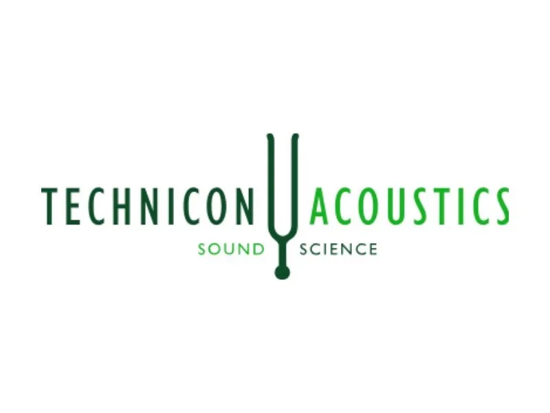 Logo for Technicon Acoustics featuring the company name with a stylized 'U' resembling an audio jack, and the words Sound and Science underneath.