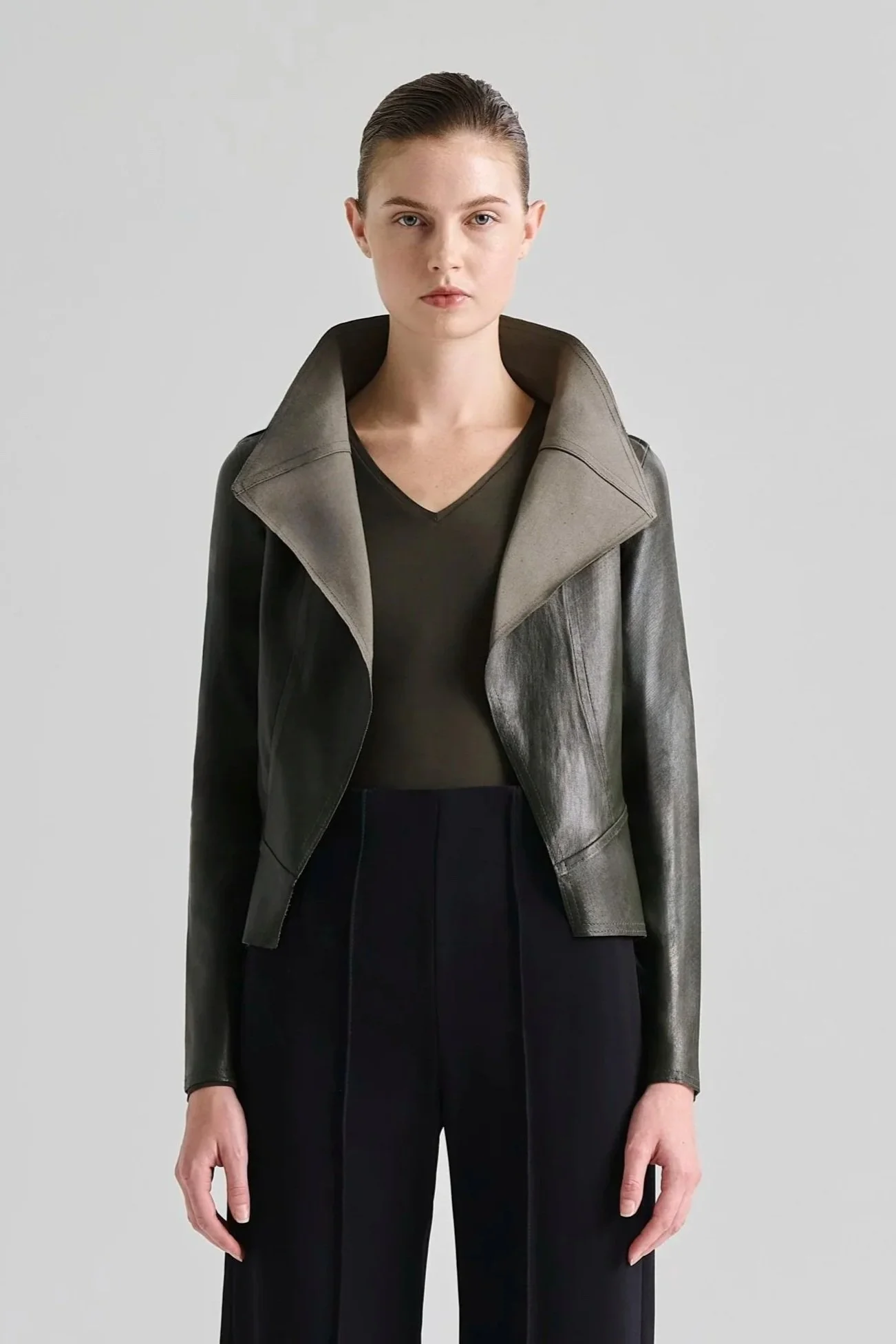 DRAPE LEATHER JACKET