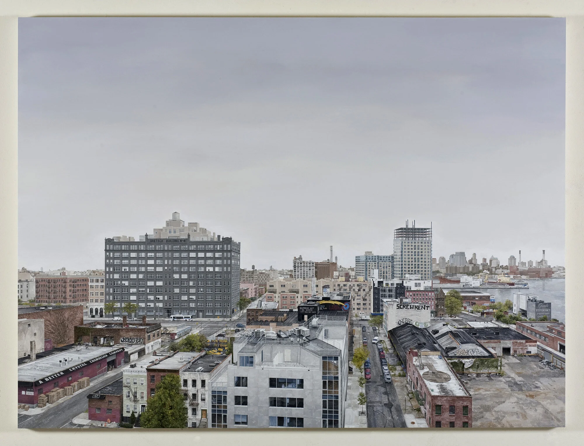 View South From The Williamsburg Bridge, 2007-2008
oil on panel   48 x 64"