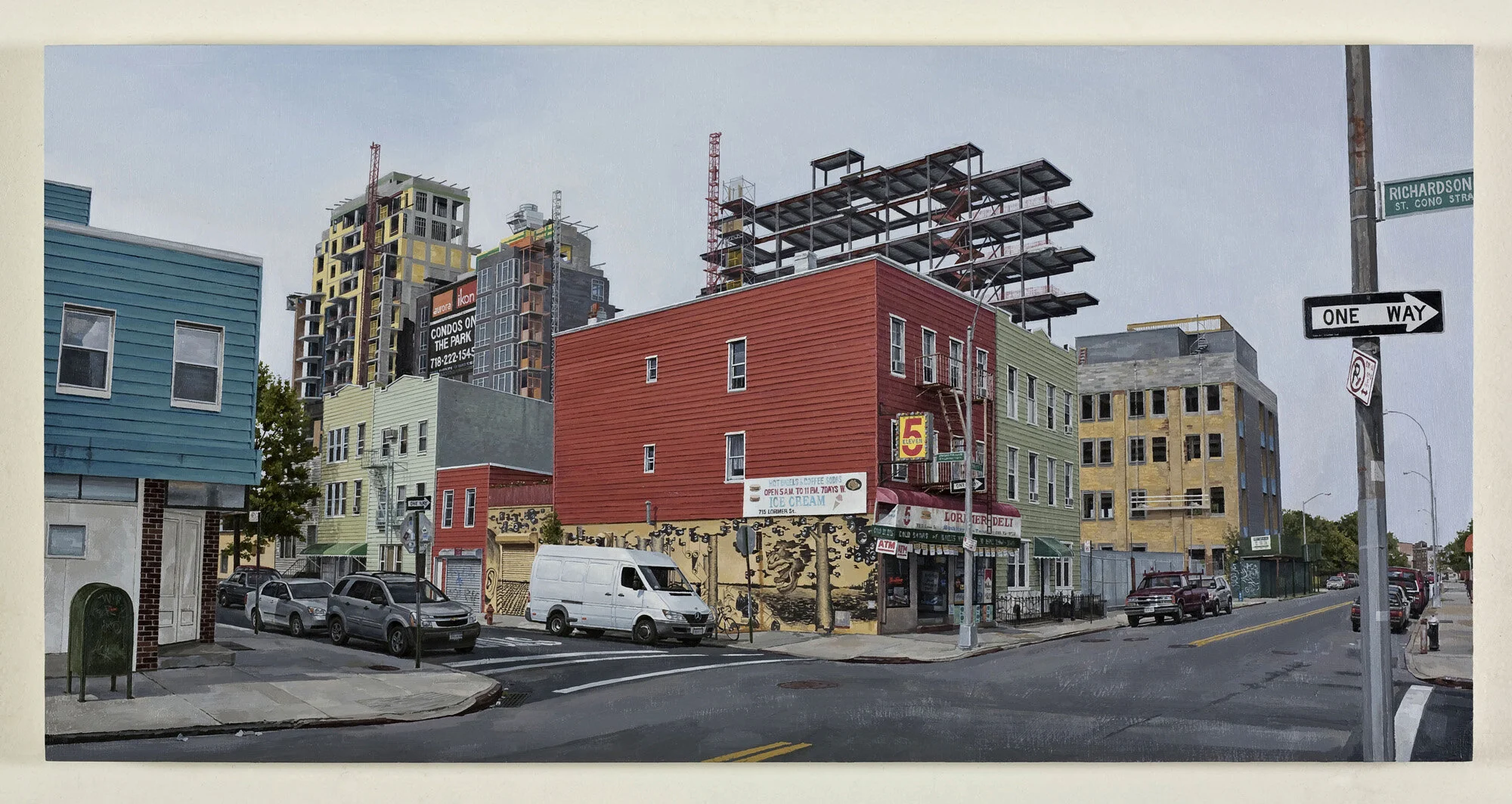 Richardson St. at Lorimer, 2008
oil on panel   17 x 34"