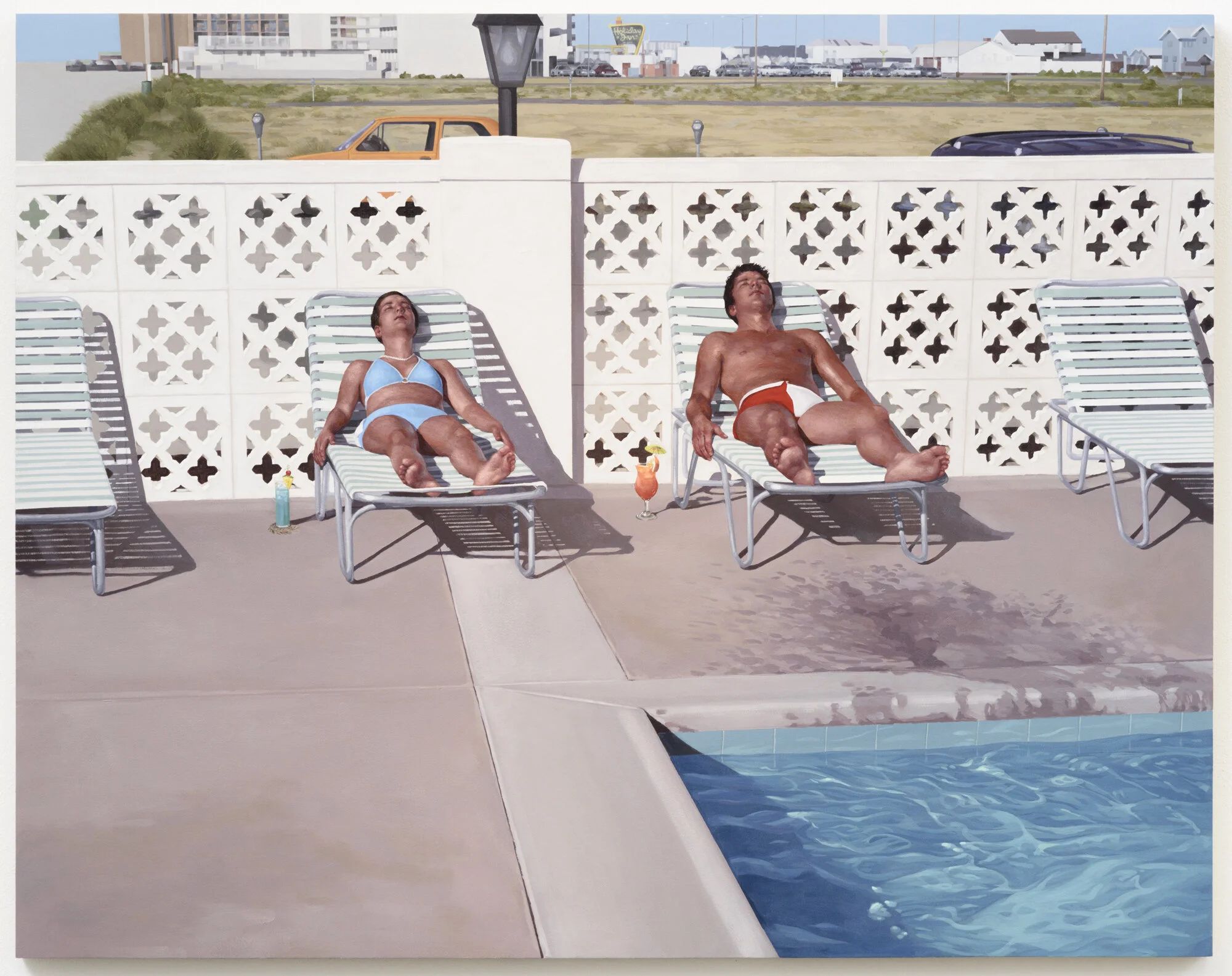 Drinks, Poolside, 2017
oil on panel   37 x 47"