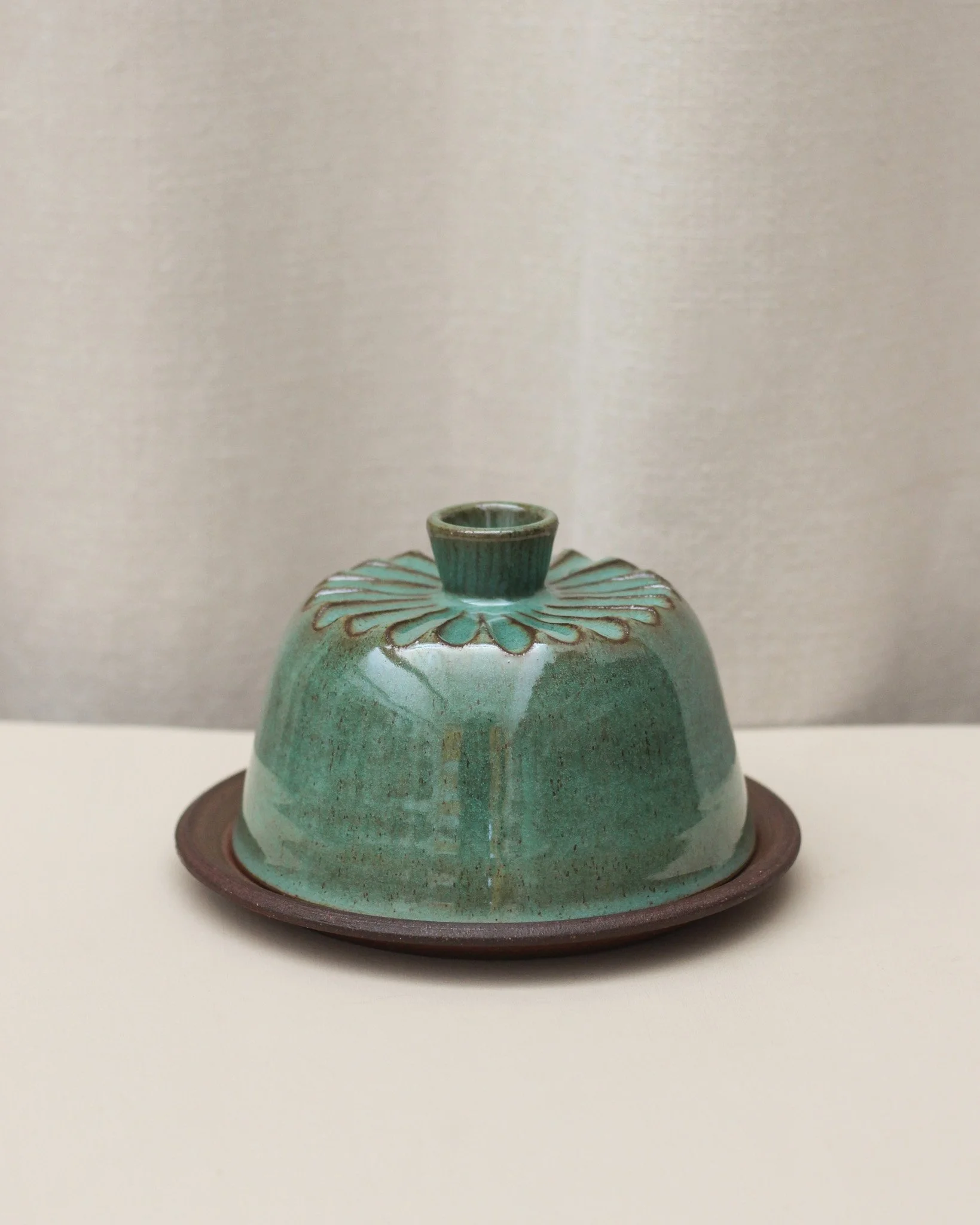 Sea Green Terracotta Butter Dish (Second)