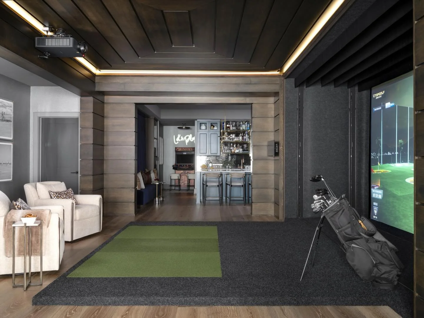 In honor of @themasters, @rorymcilroy &lsquo;s back to back wins, and my obsession with @fullswingnetflix here&rsquo;s a throwback of our own multi-award winning basement remodel which included a golf simulator room. It&rsquo;s still one of my favori
