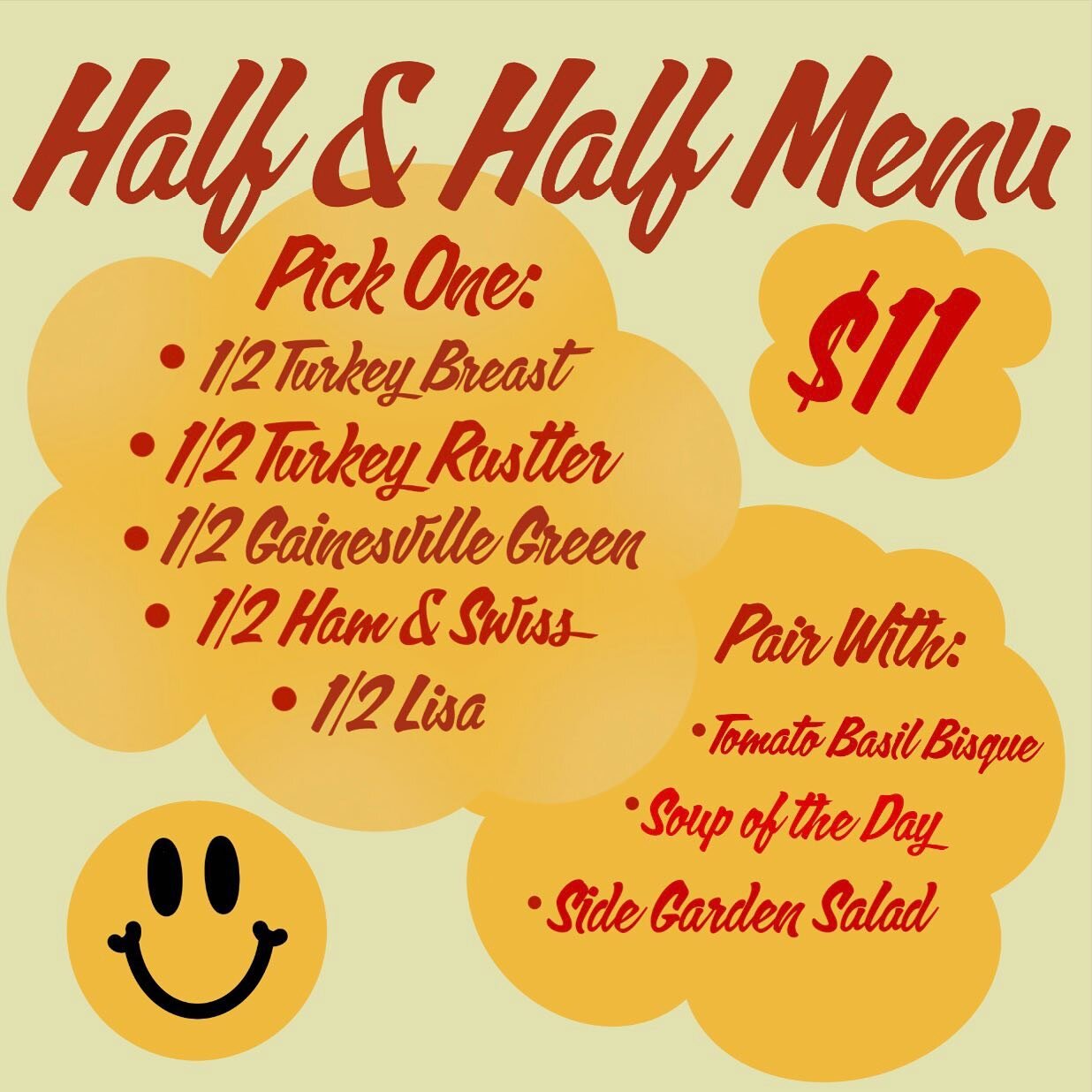 Y&rsquo;all ask, we deliver. Half &amp; Half menu is live now!! Come get a lil combo 💖