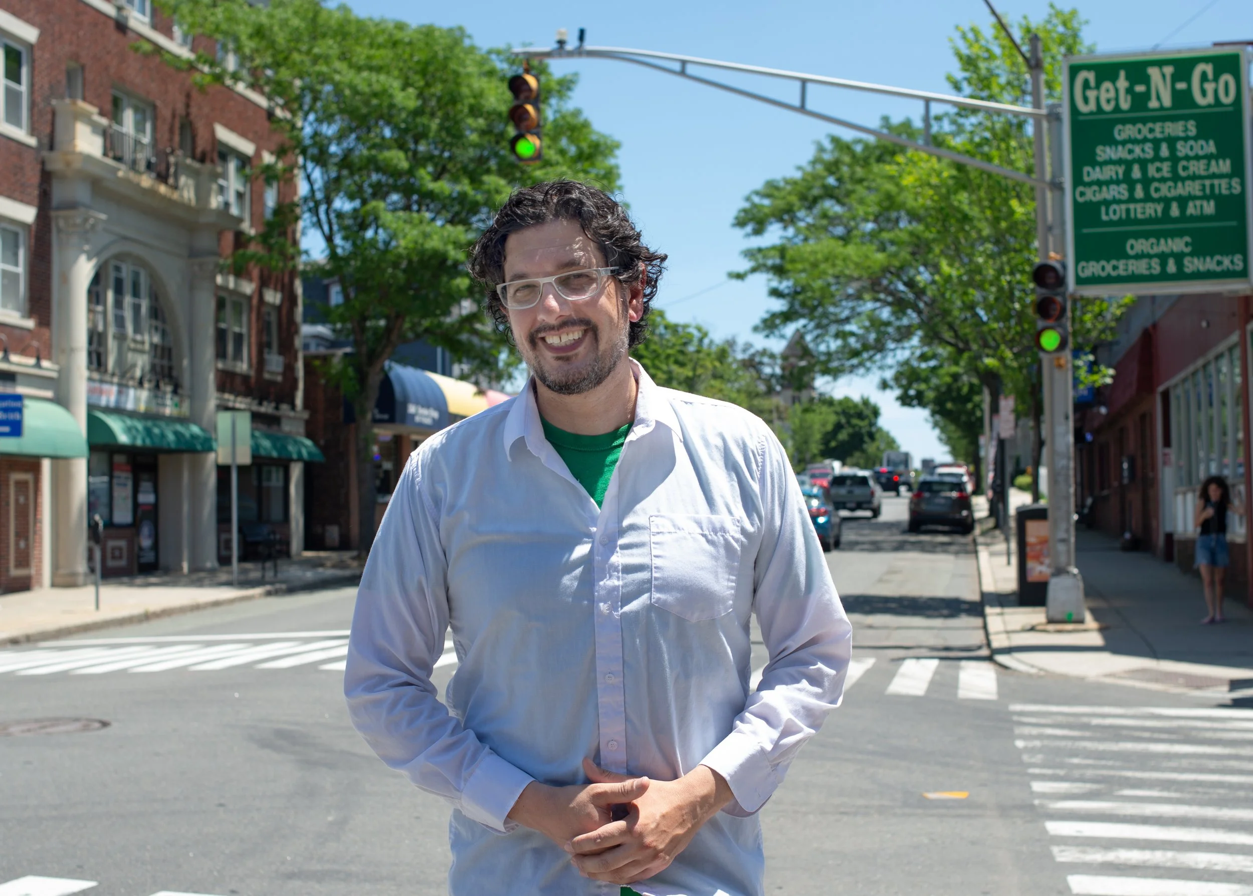 Ben Wheeler standing on Highland Ave in Somerville