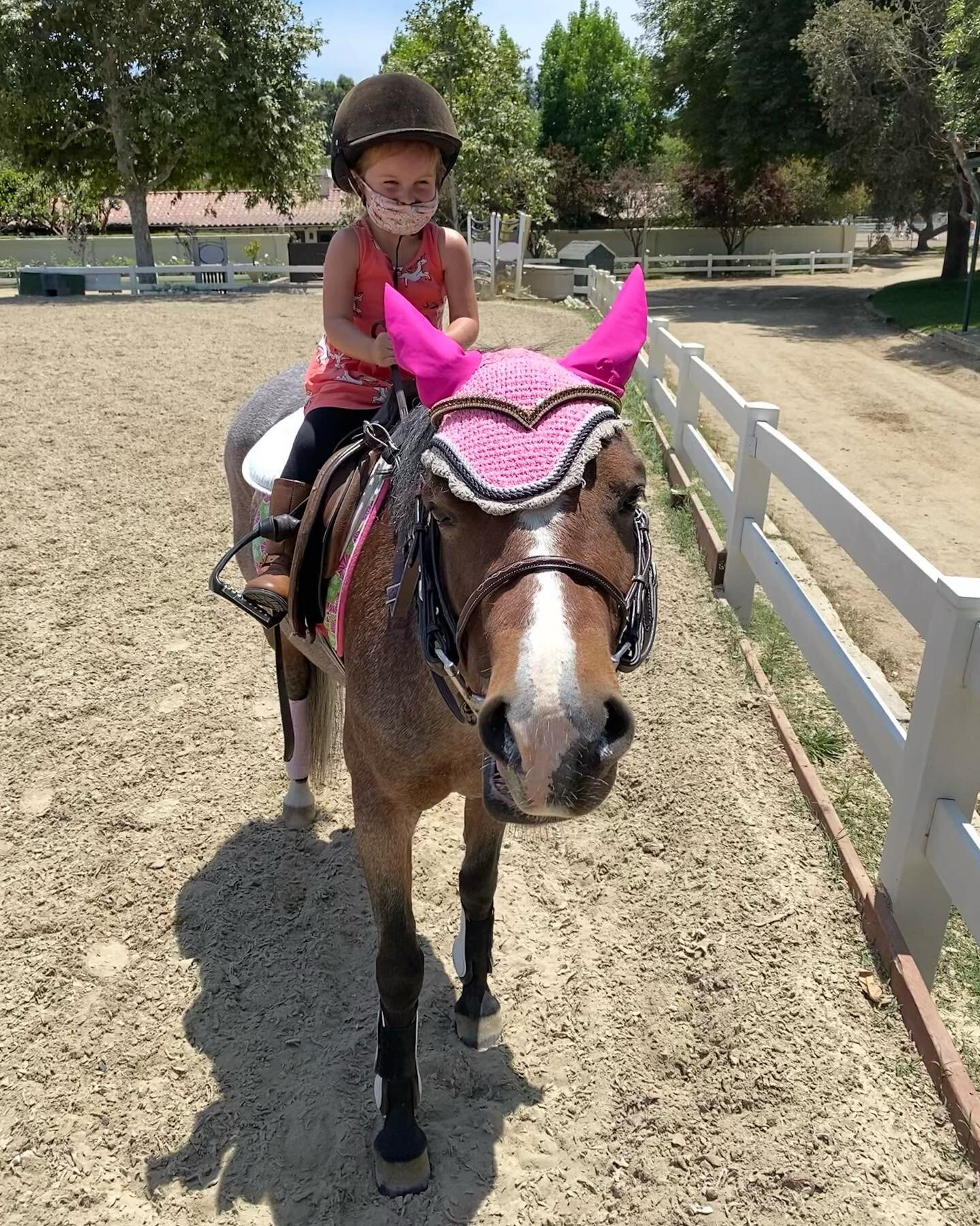 Half a second before this Ellie had a HUGE smile on her face that matched Ariel&rsquo;s. Our youngest rider who started at 2 1/2 is now 4, tacking up, trotting and learning her post! At the end of their lesson I get to see these girls smiling togethe