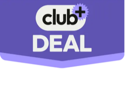 Logo for Club Plus Deal with a purple background, white text, and a plus sign.