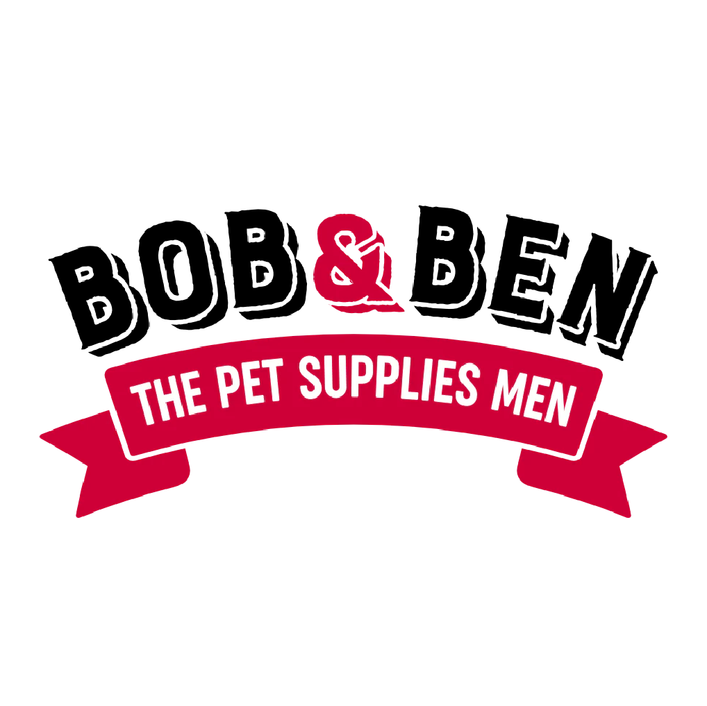 Logo for Bob & Ben, with the tagline 'The Pet Supplies Men' on a red banner.