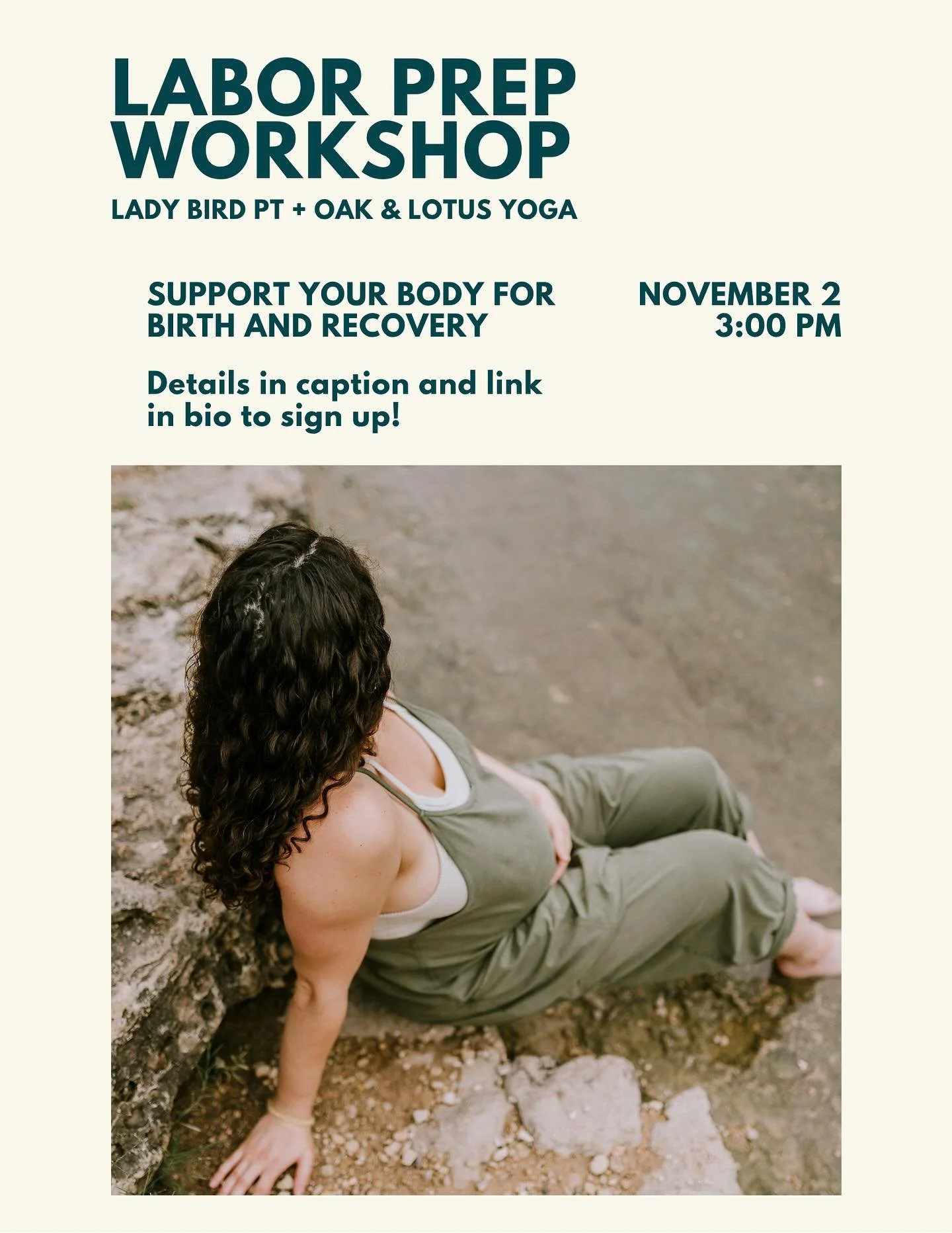 Join us at @oakandlotusyoga for a Labor Prep Workshop, taught by Lady Bird's Clinic Director, @jessicachastka_dpt!

Learn how to support your body through pregnancy, birth, and recovery. This workshop covers:
 💪 Understanding your pelvic floor + cor