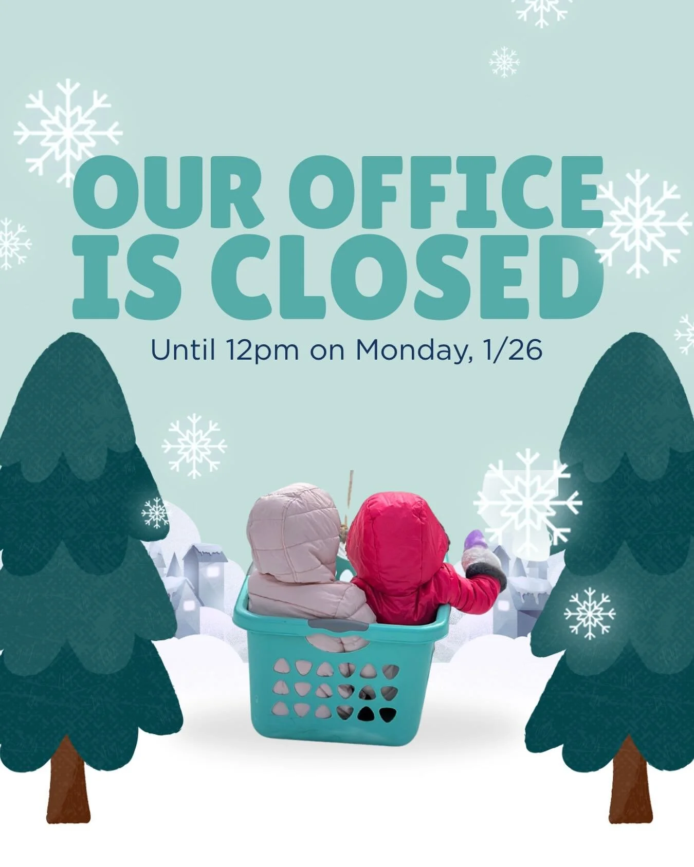 Happy make-your-own-sled-day, friends❄️☃️

We hope everyone is staying warm and safe today. Our office will be closed until 12pm tomorrow. All Monday morning patient appointments have been cancelled and we&rsquo;ll be reaching out to reachedule those