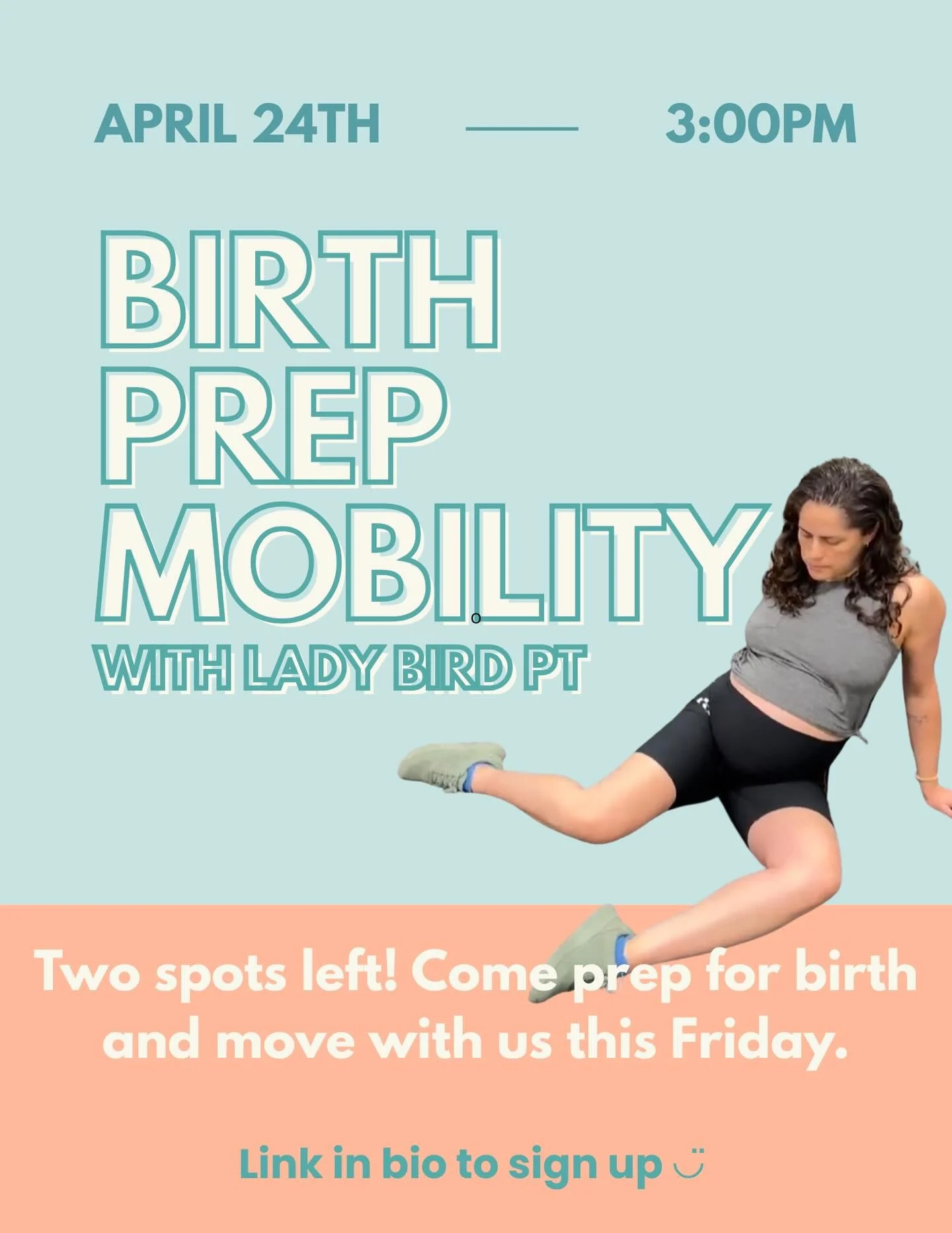 Our spring Prenatal Movement Series kicks off this Friday! 

Three classes designed to help you feel strong, prepared, and connected in your body. Taught by our expert, @jessicachastka_dpt. 

📅 April 24 &mdash; Birth Prep Mobility (Only 2 spots left