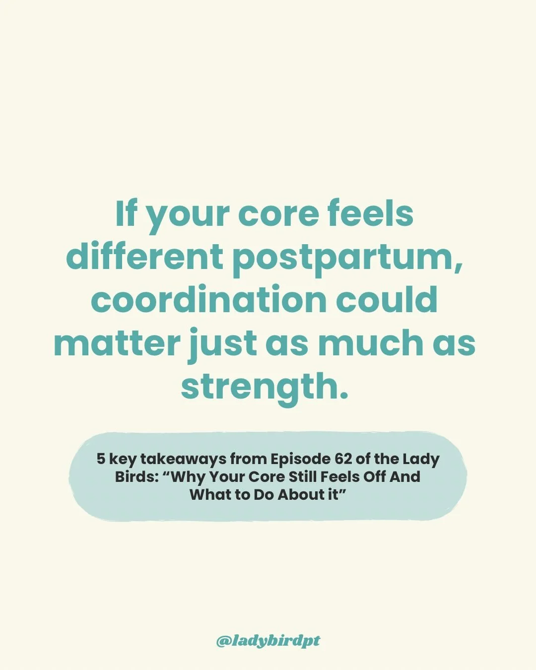 New podcast episode live on Apple and Spotify!!

It&rsquo;s common to feel like your postpartum core is a little different than before. Postpartum recovery is so hard and multi factorial - from sleep deprivation to stress, changes in routine and birt