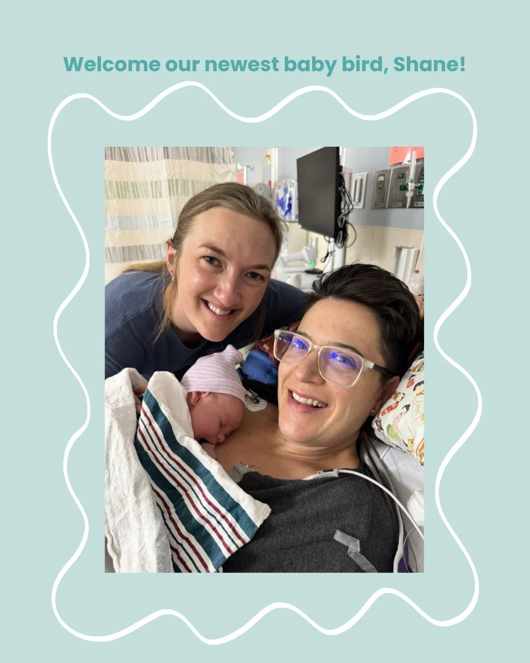 Welcome to the nest, Shane! 😍
 
Lady Bird PT Clinic Director, Dr. Jessica, and her wife, Greta, have a new bird in their nest and thus we're claiming him as one of our own!!!

Shane Eric was born on May 20th (sharing Jessica's birthday!), weighing i